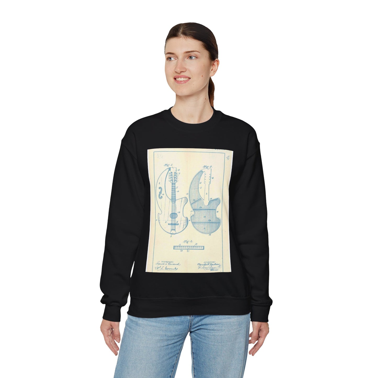 Patent Case File No. 552,116, Stringed Musical Instrument, Inventor- Claude H. Gaskins - DPLA - cda9ed702498185018fcb7c2c376d6f0 (page 13) Black Heavy Blend Adult Crew Neck SweatShirt