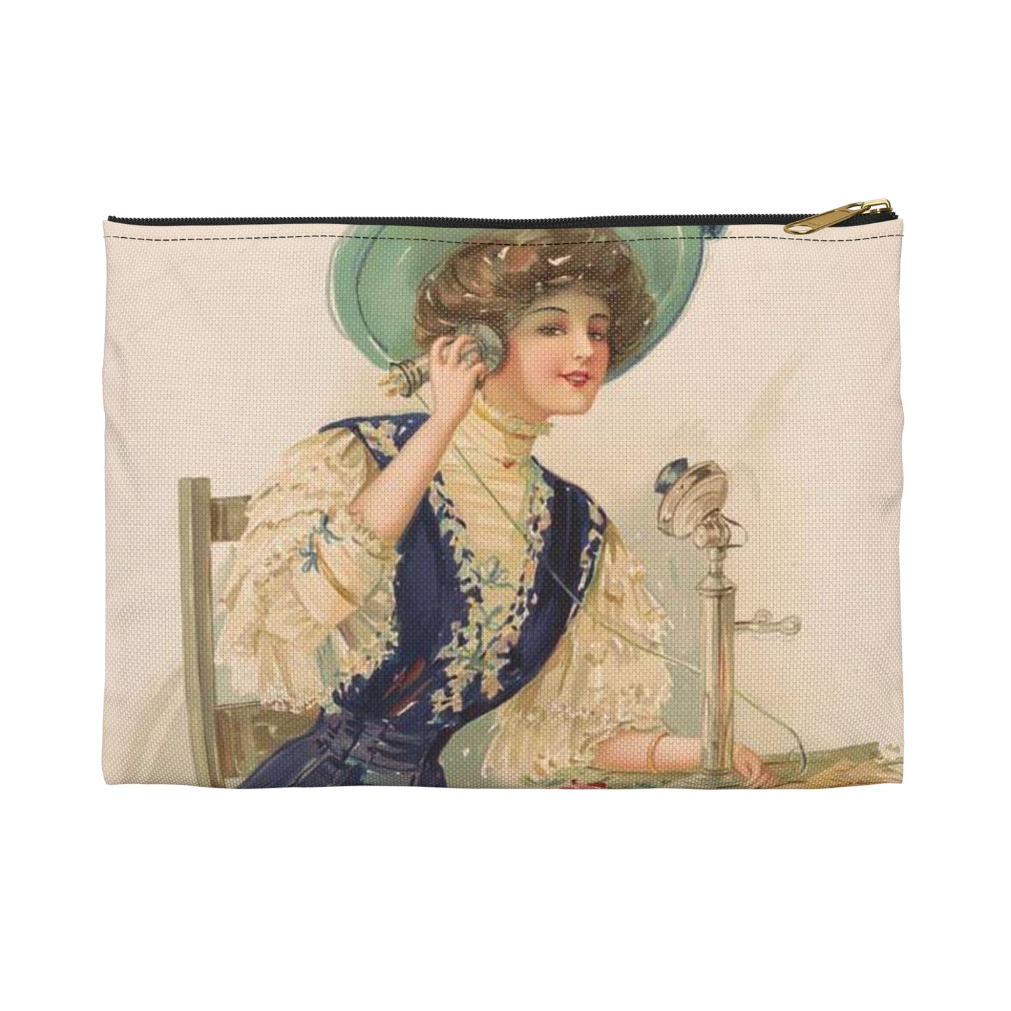 Society maid, no. 4 - Victorian era public domain image Large Organizer Pouch with Black Zipper