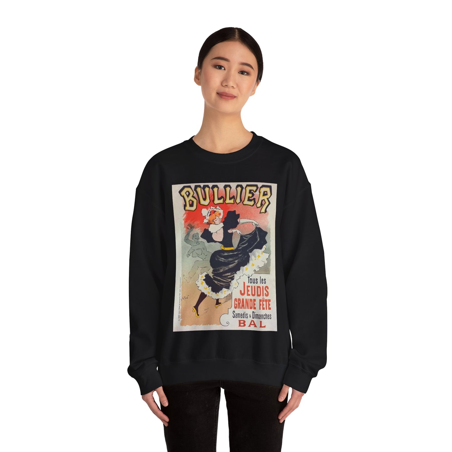Affiche pour le "Bal Bullier".. Public domain reproduction. Black Heavy Blend Adult Crew Neck SweatShirt