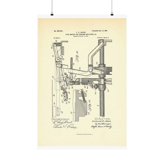 Patent Case File No. 684,163, Typewriter for Printing Bulletins, etc., Inventor- Frederick E. Allen - DPLA - 7c154e563ade85b5dee046e199b8667b (page 175) High Quality Matte Wall Art Poster for Home, Office, Classroom