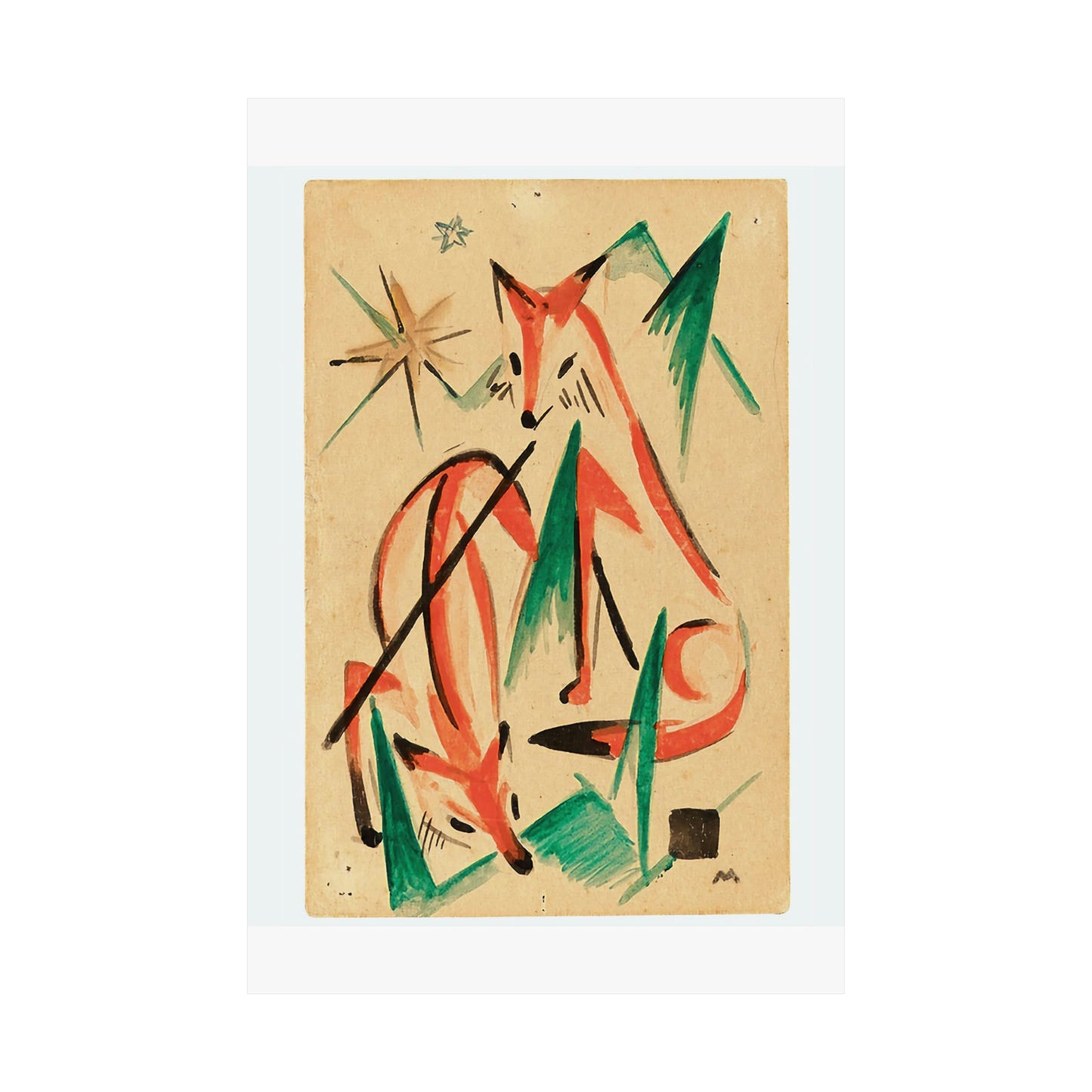 Franz Marc Füchse 1913 - A painting of a fox and a star  - Matte Vertical Posters