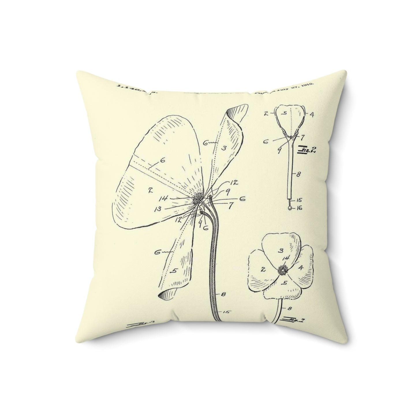 Patent Case File No. 1,148,208, Artificial Flower, Inventor- Estelle Allison. - DPLA - 1b60beaeeab0bcff0148a73366060d98 (page 20) Decorative Accent Square Pillow