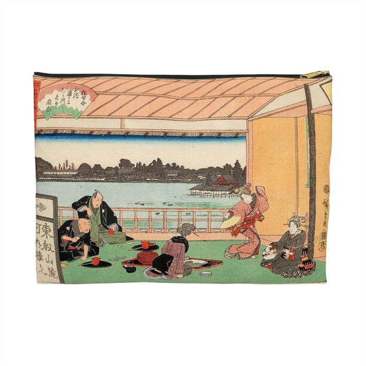 Hiroshige, Kawachirô on the Shitaya Hironokôji (Shitaya hirokôji tôeisanroku kawachirô jô shuen no zu) Large Organizer Pouch with Black Zipper