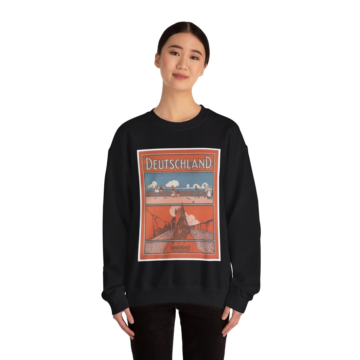 Deutschland, musical notation - Public domain American sheet music Black Heavy Blend Adult Crew Neck SweatShirt