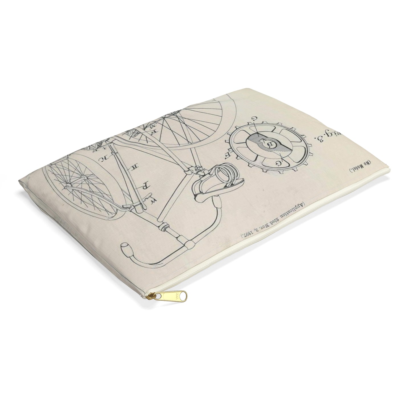 Patent drawing - for J. J. Hentz' Bicycle Public domain  image Large Organizer Pouch with Black Zipper