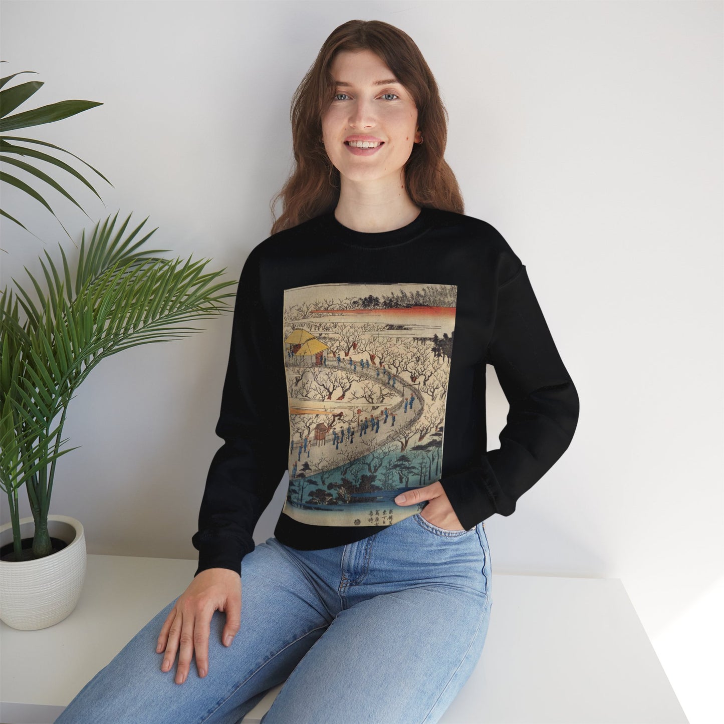 NDL-DC 1312618 01-Utagawa Hiroshige II-東都名所-crd Black Heavy Blend Adult Crew Neck SweatShirt