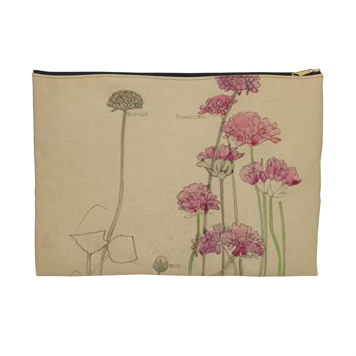 Sea Pink - Holy Island - Charles Rennie Mackintosh - 1901 Large Organizer Pouch with Black Zipper