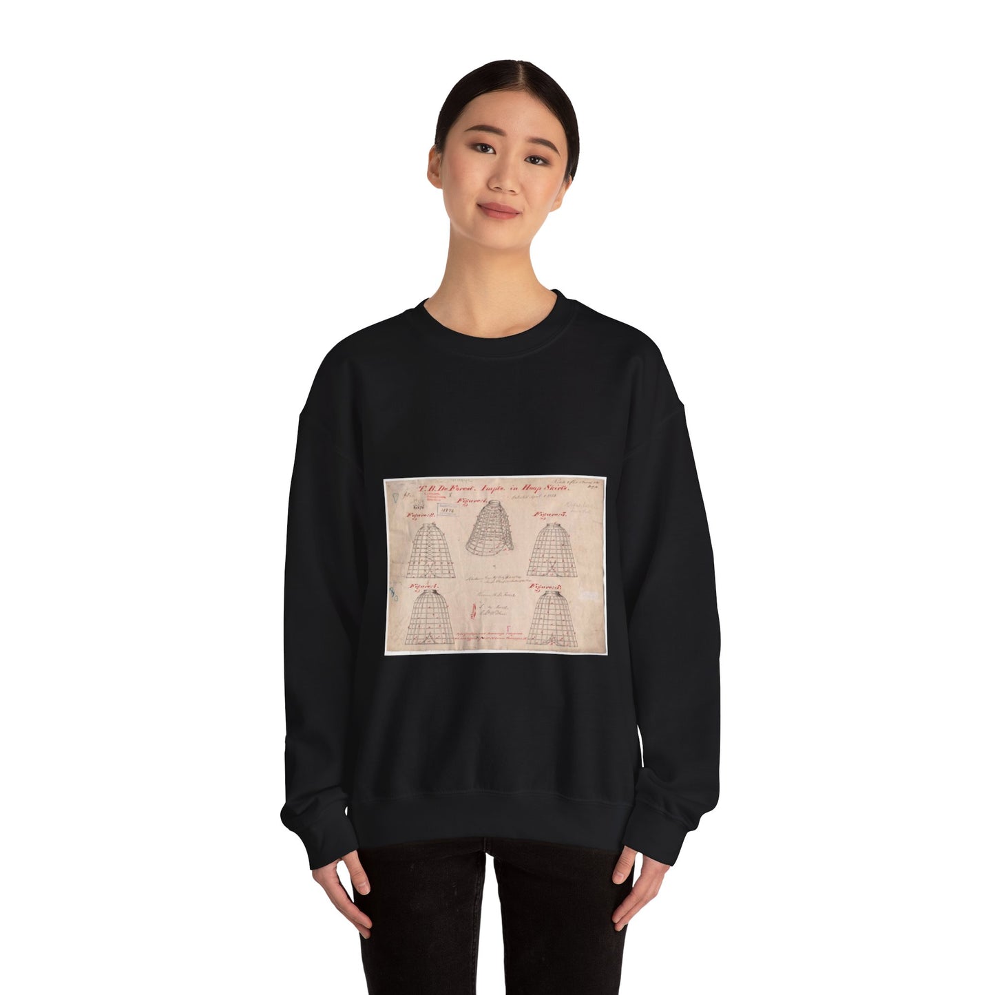 Patent drawing - Drawing of Improvements in Hoop Skirts Public domain  image Black Heavy Blend Adult Crew Neck SweatShirt