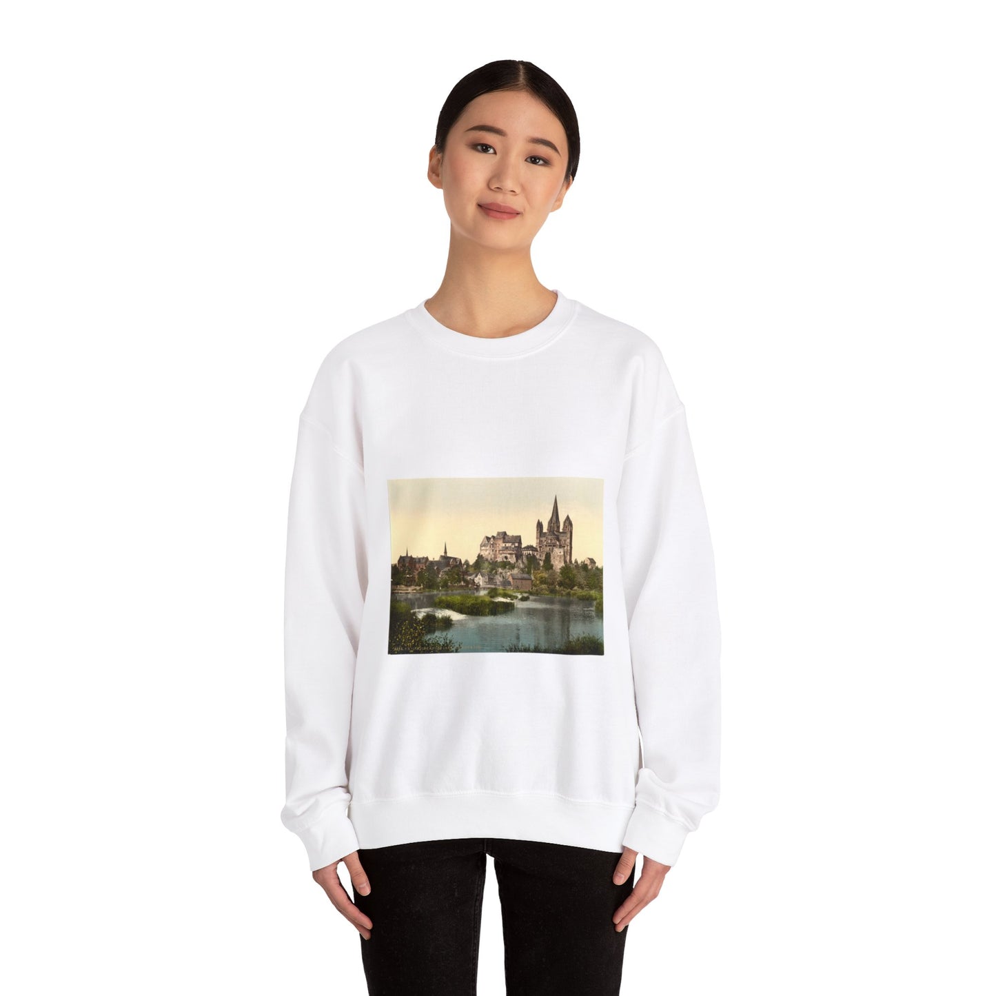 [Castle and cathedral, Limburg (i.e., Limburg an der Lahn), Hesse-Nassau, Germany] White Heavy Blend Adult Crew Neck SweatShirt