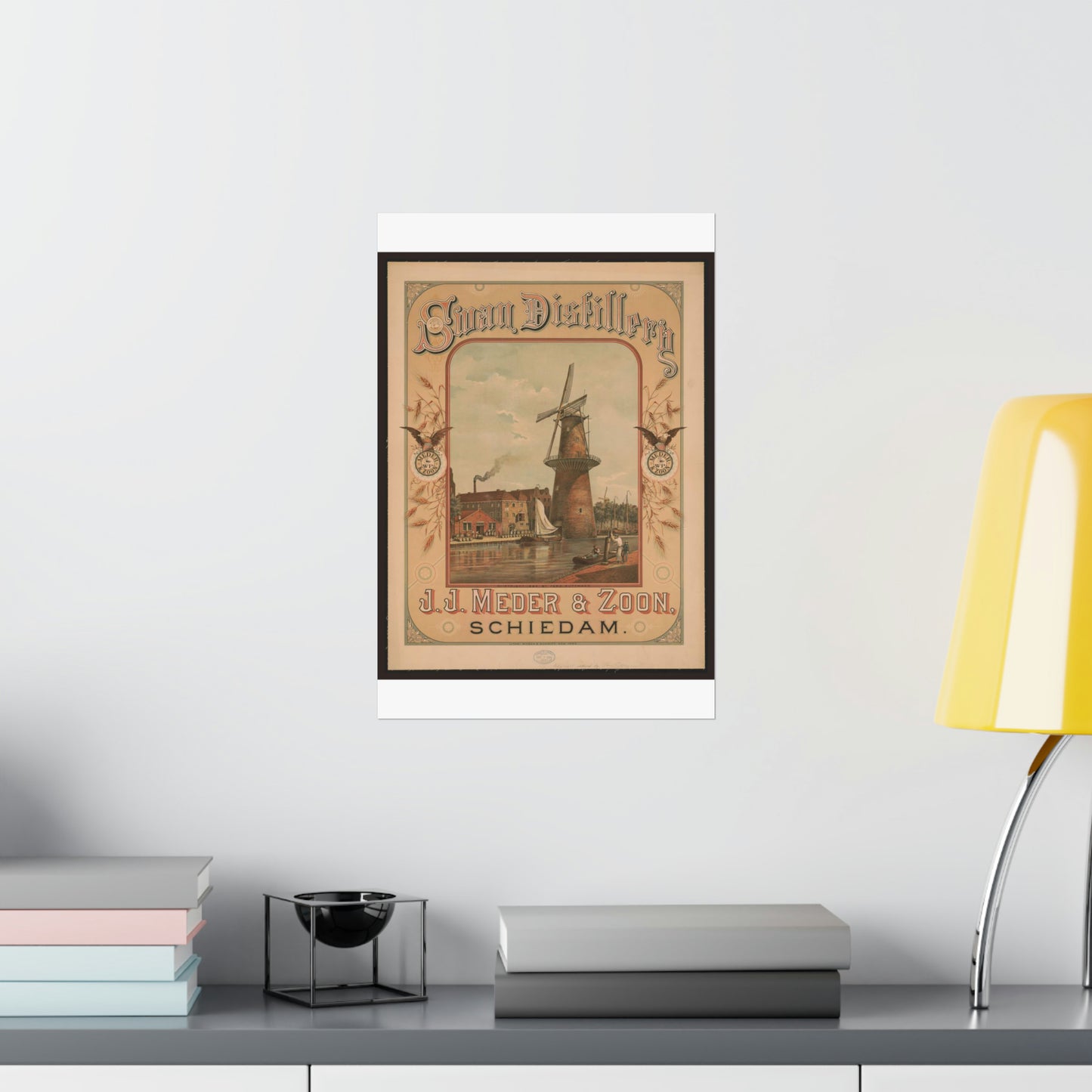 Swan Distillery, J.J. Meder & Zoon, Schiedam High Quality Matte Wall Art Poster for Home, Office, Classroom