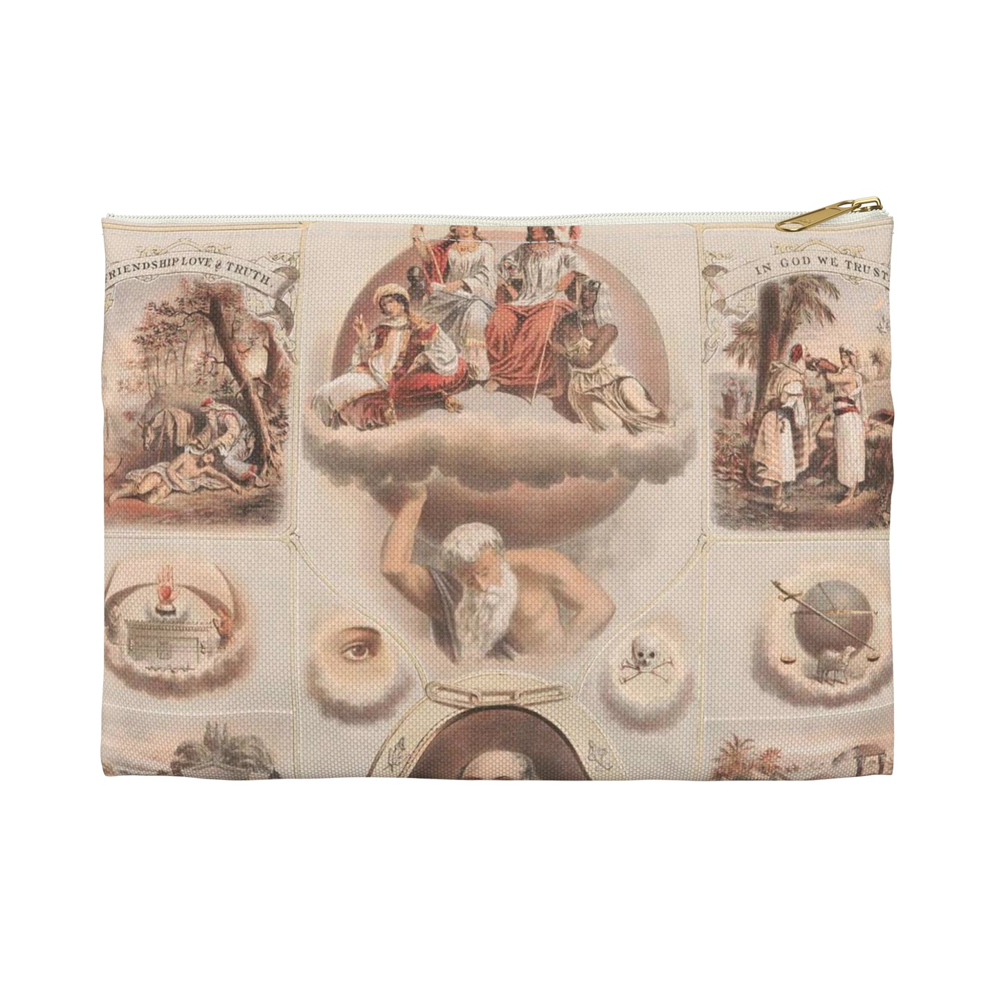 Odd fellowship - Print, Library of Congress collection Large Organizer Pouch with Black Zipper