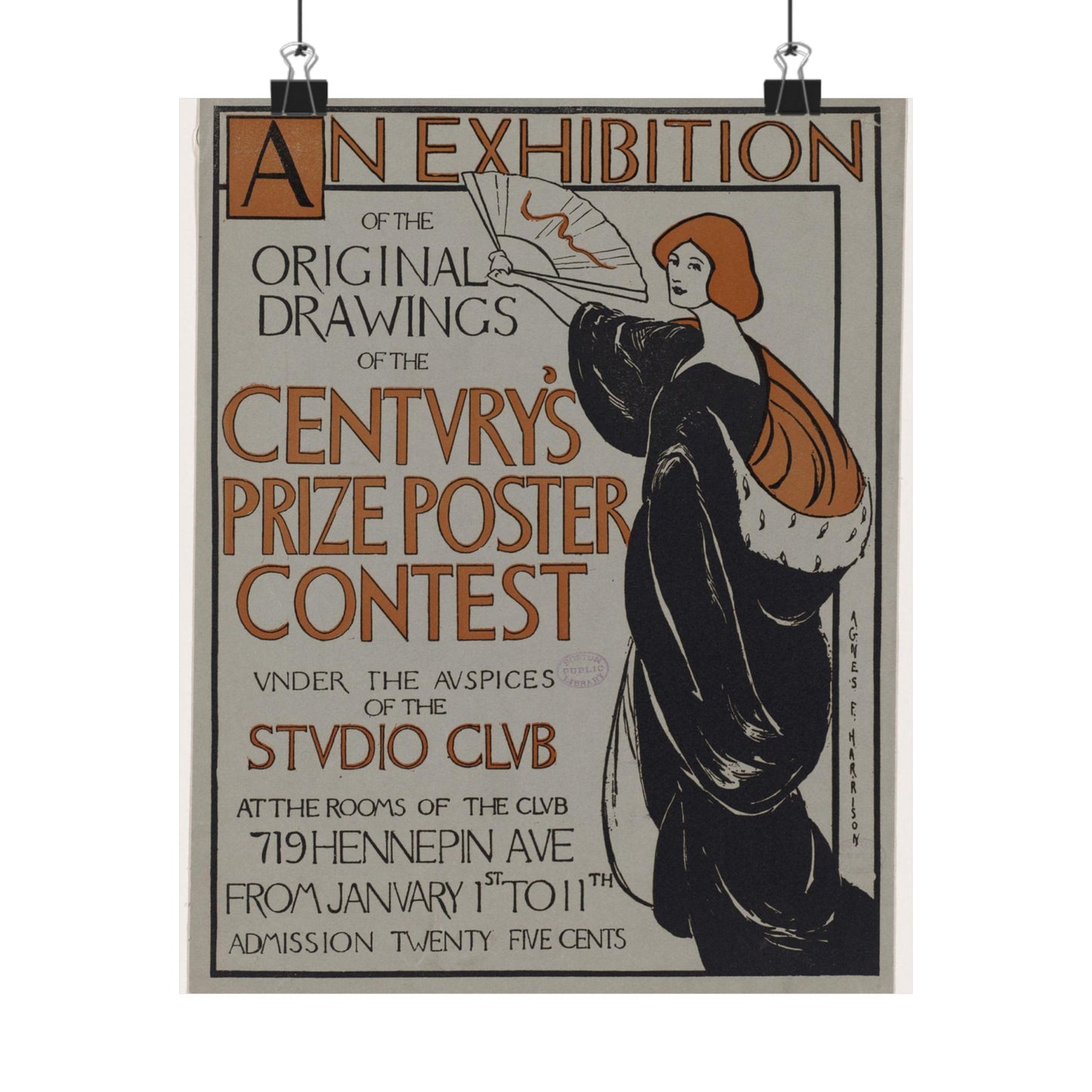 An exhibition of the original drawings of the Century's prize poster contest under the auspices of the Studio Club High Quality Matte Wall Art Poster for Home, Office, Classroom