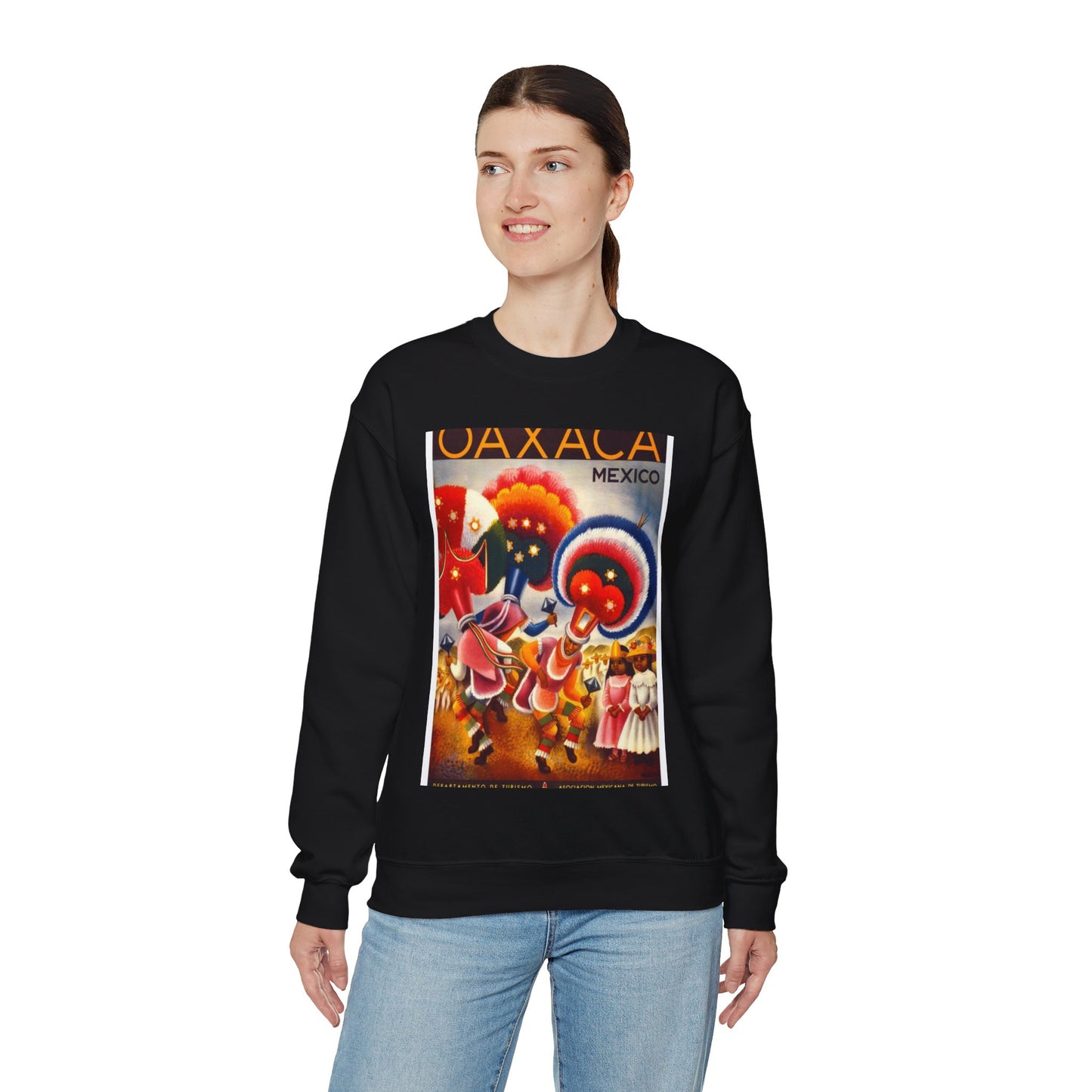 Oaxaca. Mexico. Vintage Travel Poster. Black Heavy Blend Adult Crew Neck SweatShirt