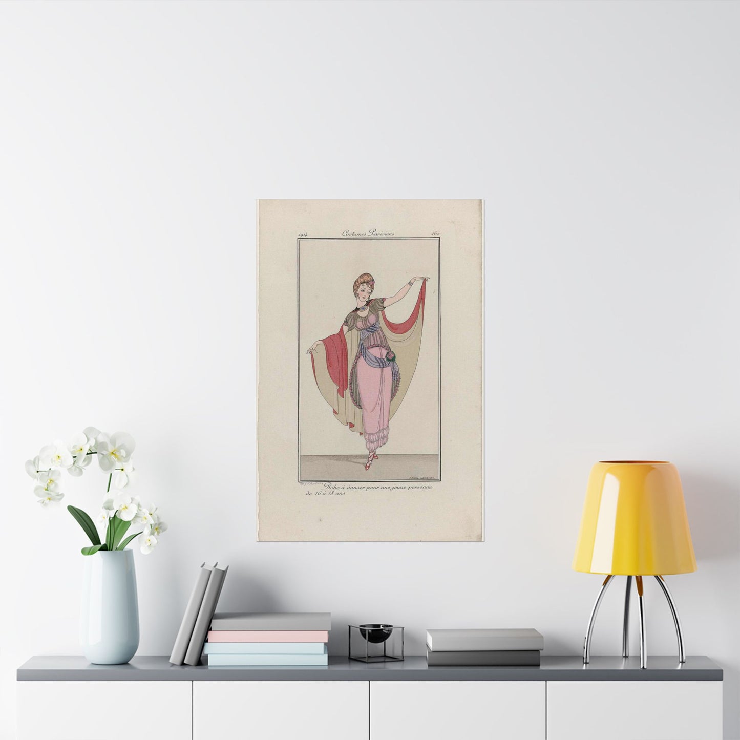 Journal des Dames et des Modes, Costumes Parisiens, 1914, No. 165 : Robe à danser (...) High Quality Matte Wall Art Poster for Home, Office, Classroom