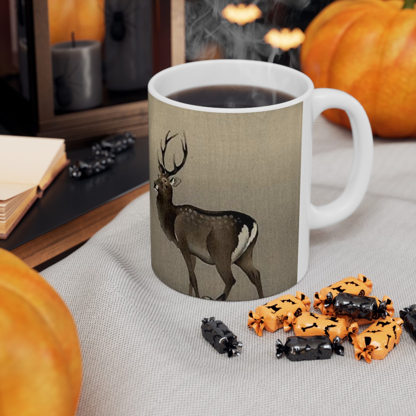 Koson - stag-and-recumbent-doe, Ohara Koson Beautiful Novelty Ceramic Coffee Mug 11oz