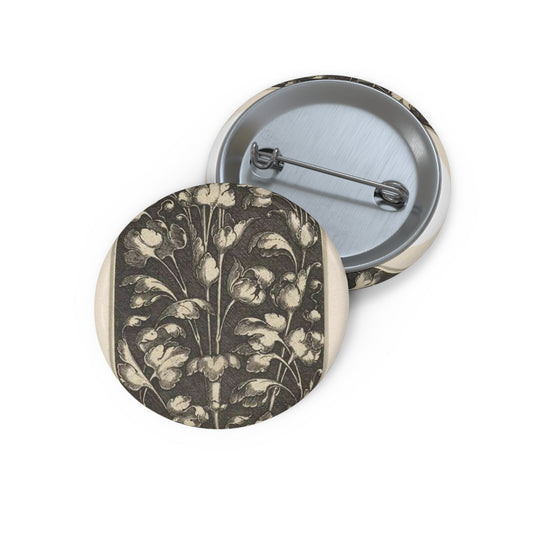 Heinrich Aldegrever - Bladranken met twee kinderen Pin Buttons with Crisp Design