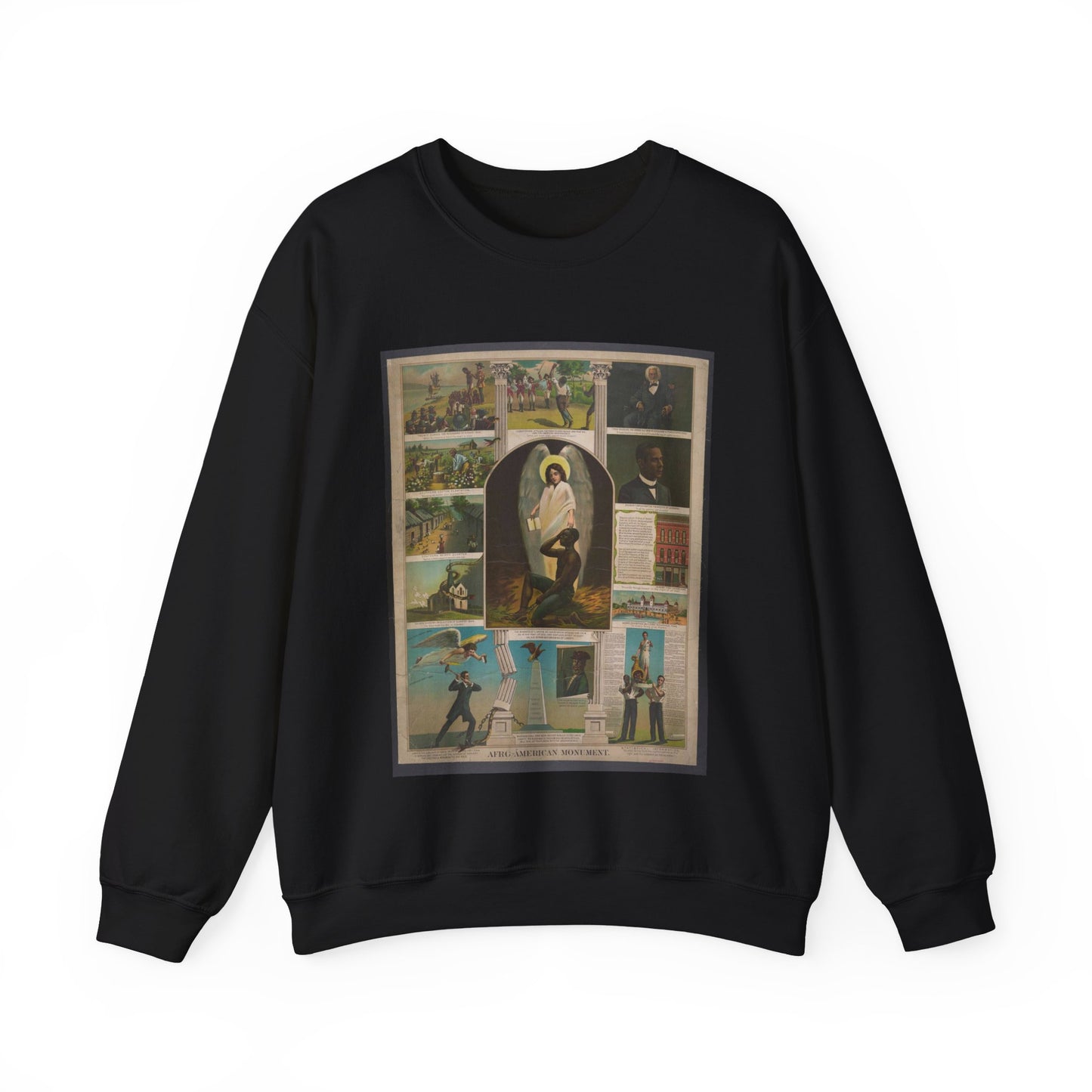 Afro-American Monument - Print, Library of Congress collection Black Heavy Blend Adult Crew Neck SweatShirt