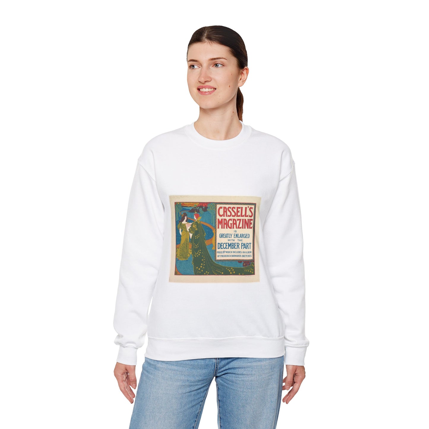 Louis Rhead - Cassell's Magazine: December White Heavy Blend Adult Crew Neck SweatShirt