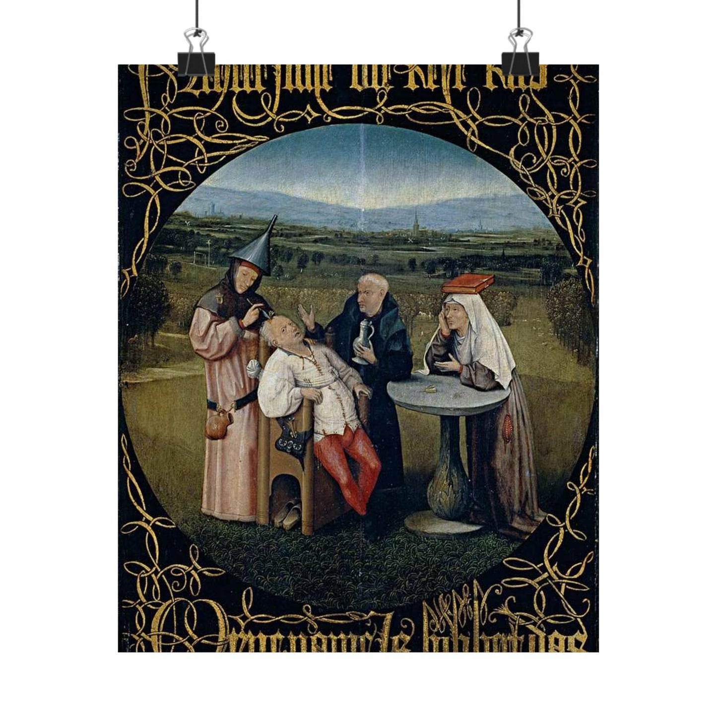 Hieronymus Bosch 053 - A painting of a group of people sitting around a table High Quality Matte Wall Art Poster for Home, Office, Classroom