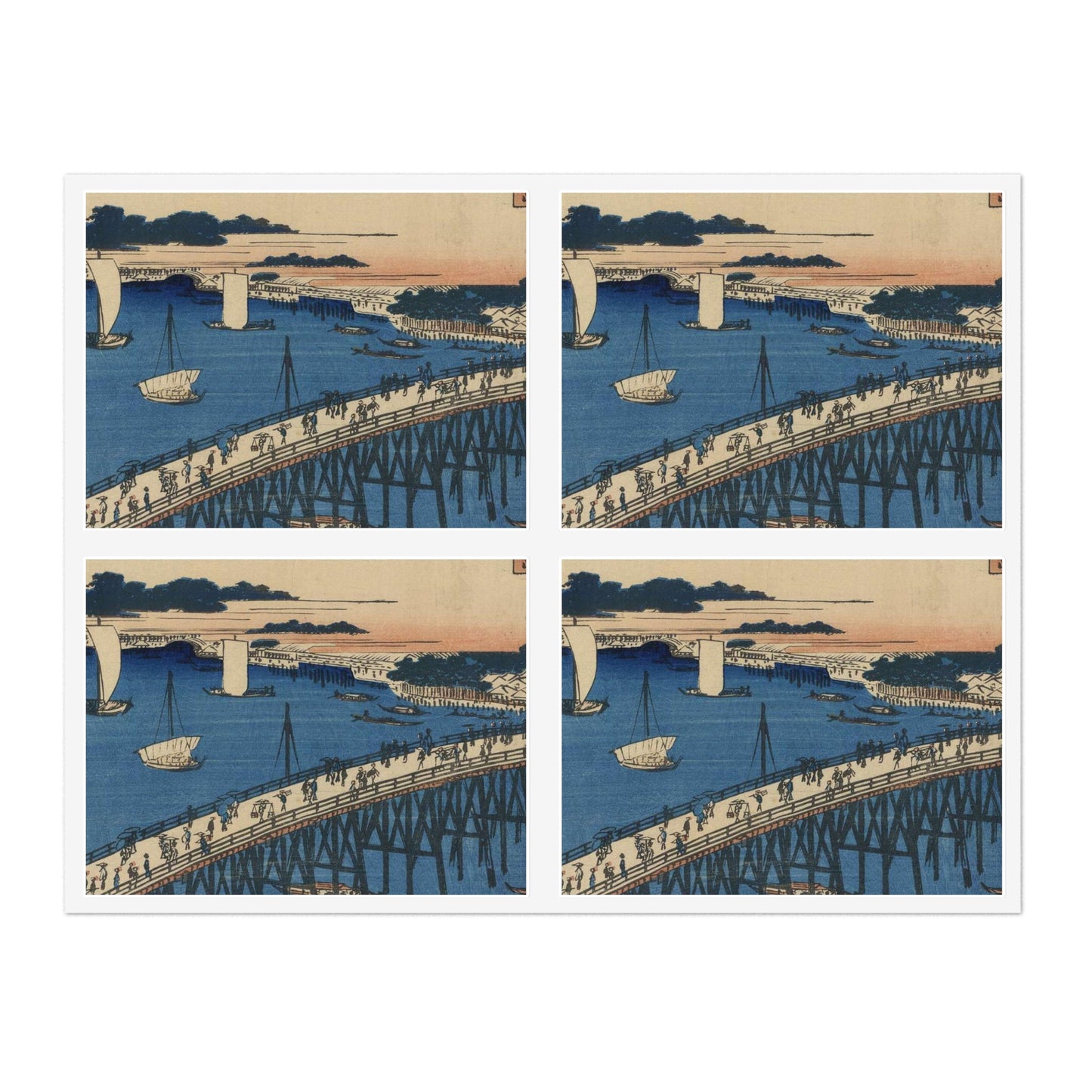 Ryōgokubashi Ōkawabata, Andō Hiroshige - Ukiyo e print Laminated UV Protective Vinyl Stickers