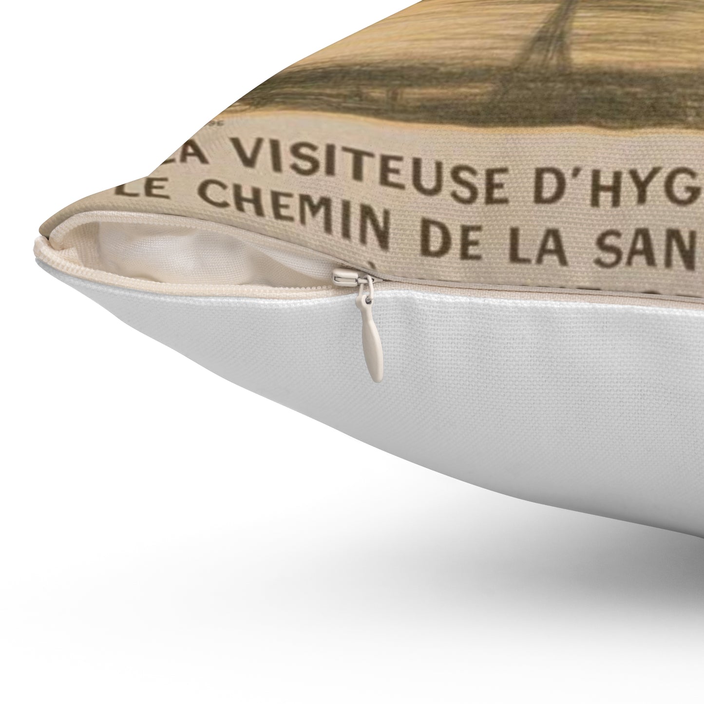 La visiteuse d'hygiéne vous montrera le chemin de la santé. Elle mène une croisade contre la tuberculose et la mortalité infantile. Soutenez-la! Decorative Accent Square Pillow