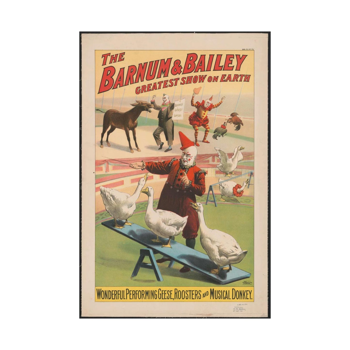 The Barnum & Bailey greatest show on earth. Wonderful performing geese, roosters and musical donkey / Strobridge Litho. Co., Cincinnati & New York. High Quality Matte Wall Art Poster for Home, Office, Classroom