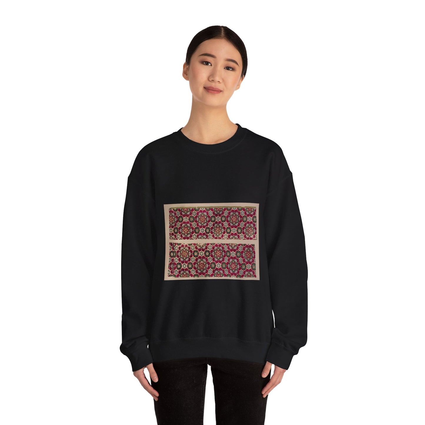 Polychrome velvet with a variation on a Medici emblem Black Heavy Blend Adult Crew Neck SweatShirt