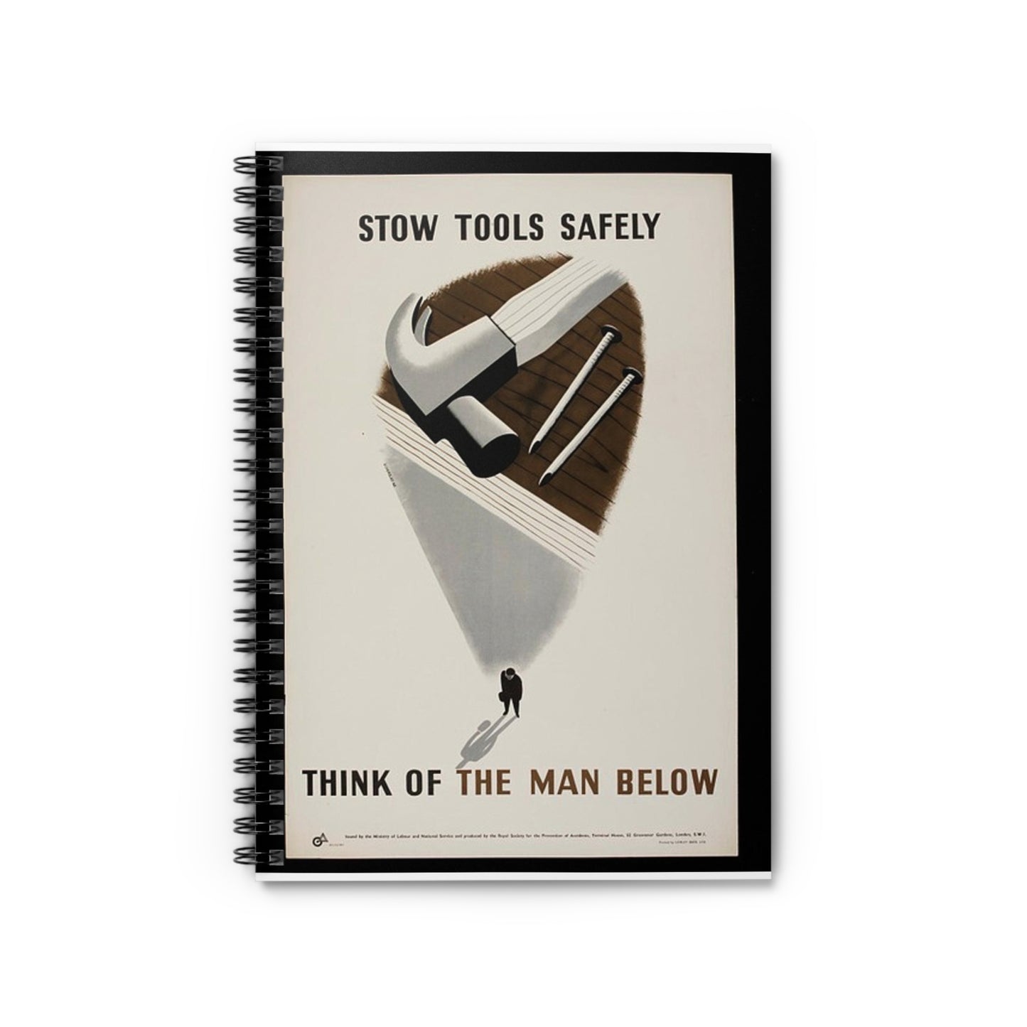 Stow Tools Safely Tom Eckersley Spiral Bound Ruled Notebook with Printed Cover