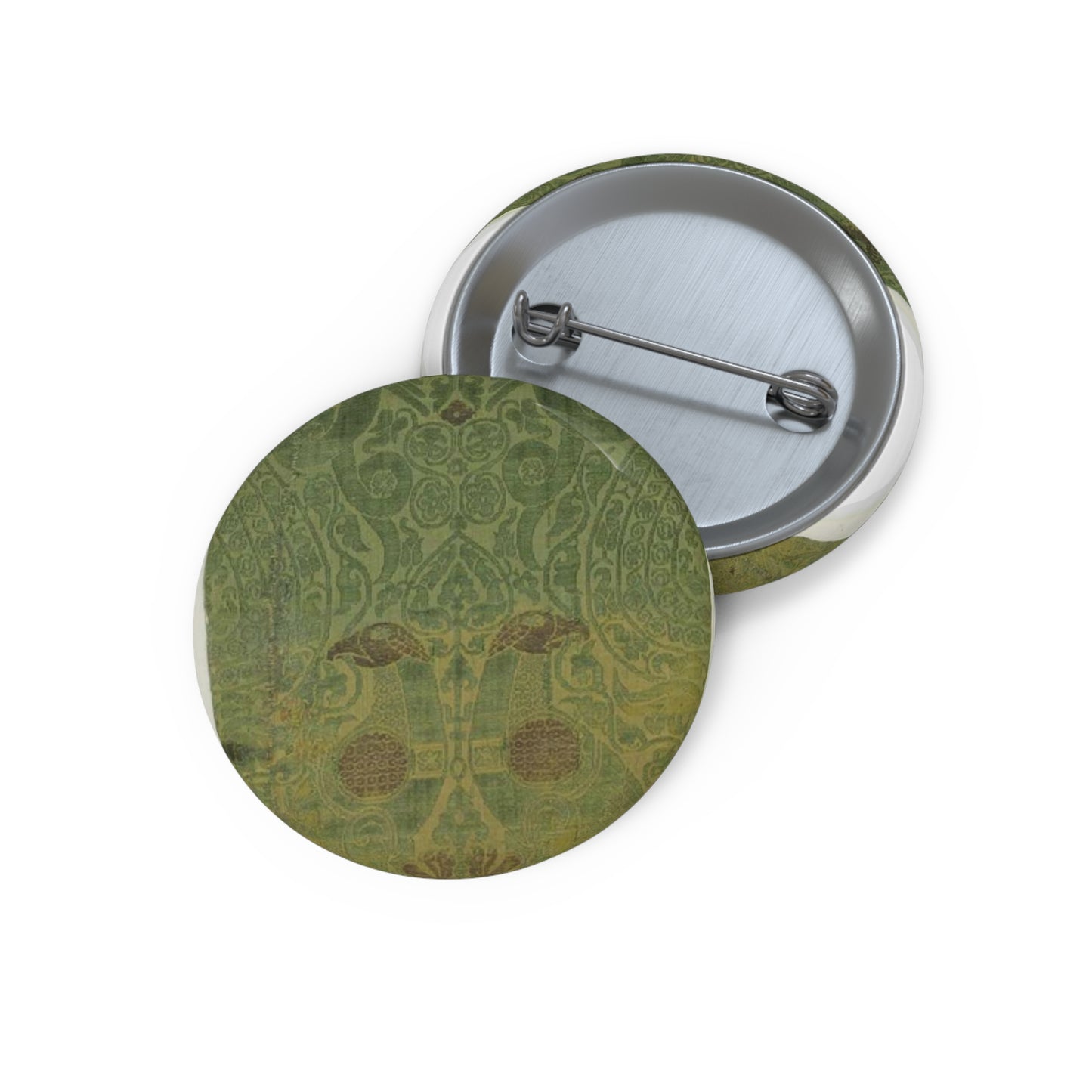 Textile with Brocade - Public domain dedication museum photo Pin Buttons with Crisp Design