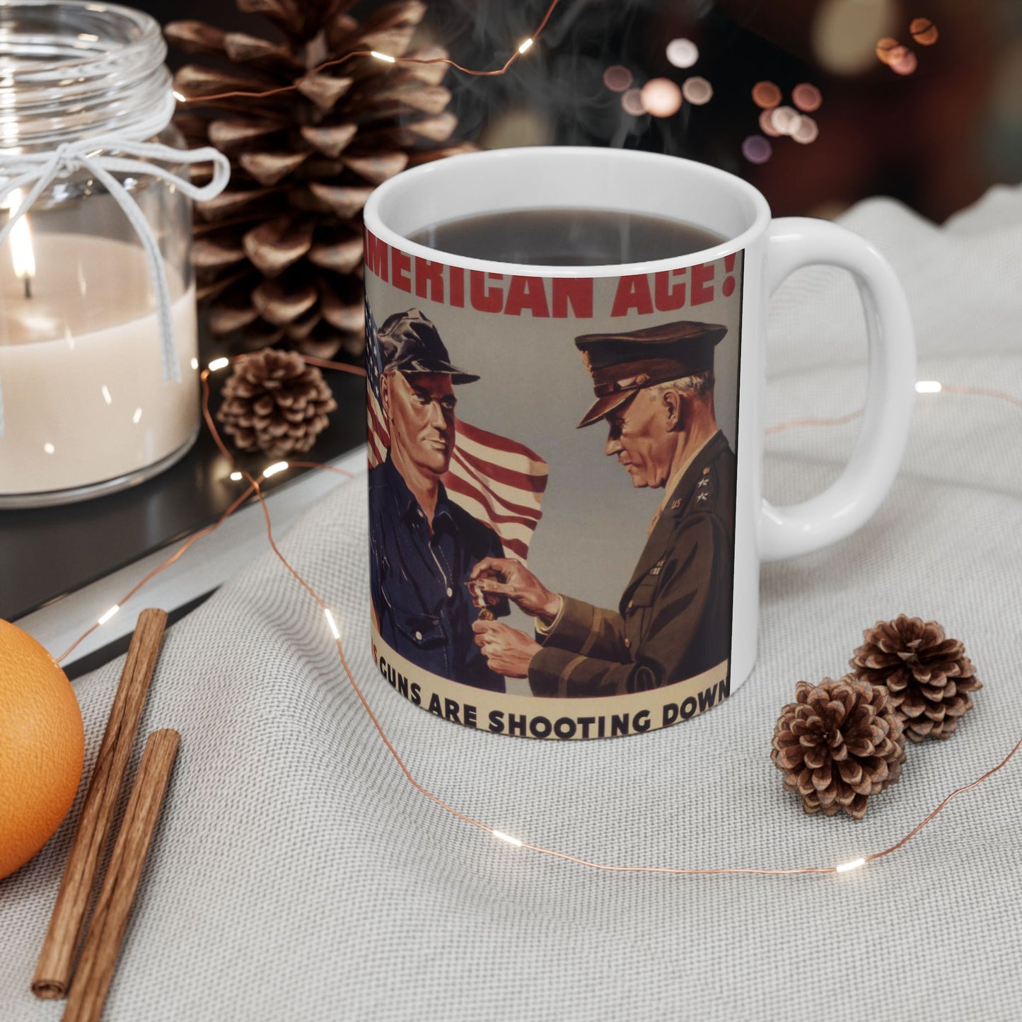 Another American ace^ His guns are shooting down Nazis and Japs right now^ Keep `em firing^ - NARA - 534905 Beautiful Novelty Ceramic Coffee Mug 11oz