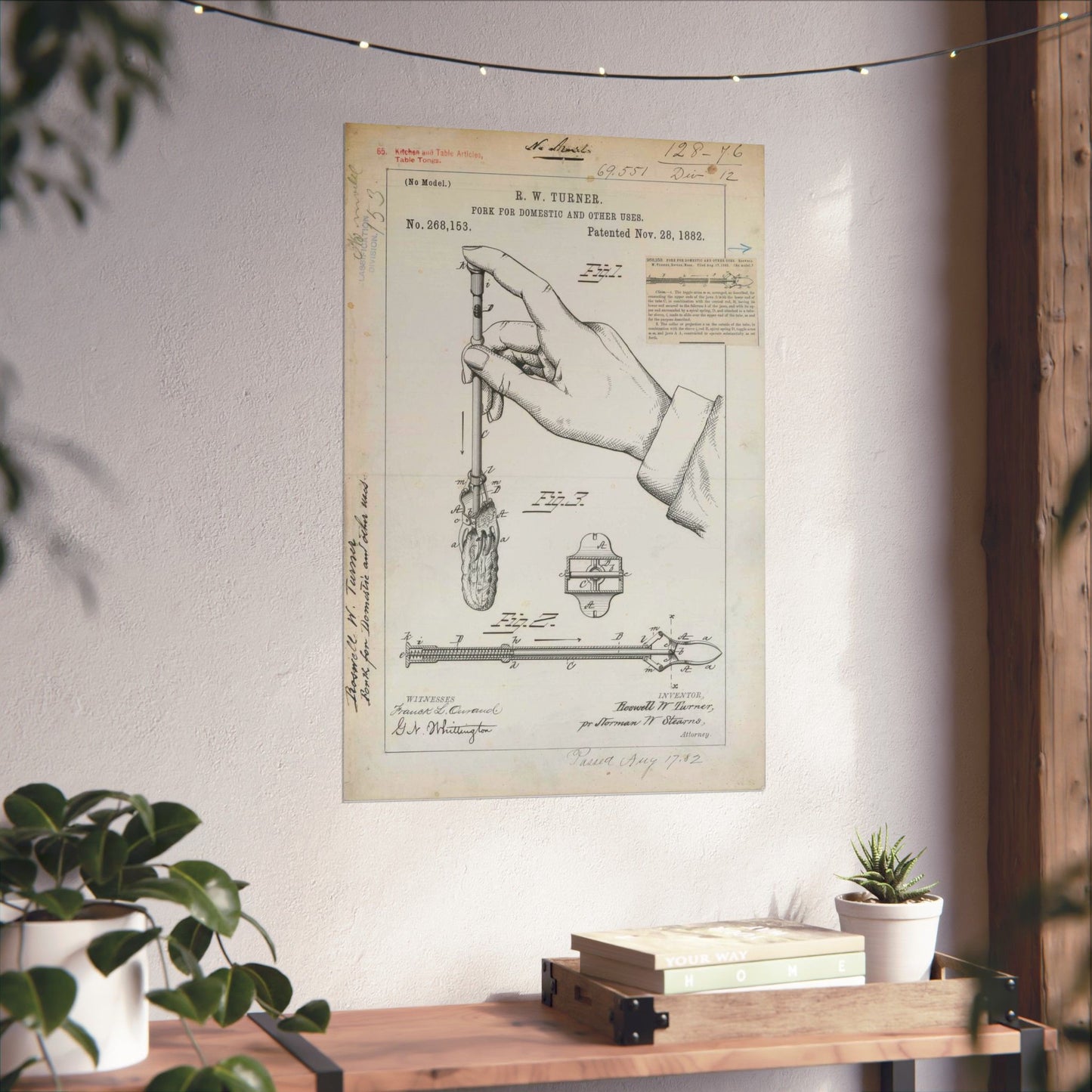 Patent drawing - for R. W. Turner's Fork for Domestic and Other Uses Public domain  image High Quality Matte Wall Art Poster for Home, Office, Classroom