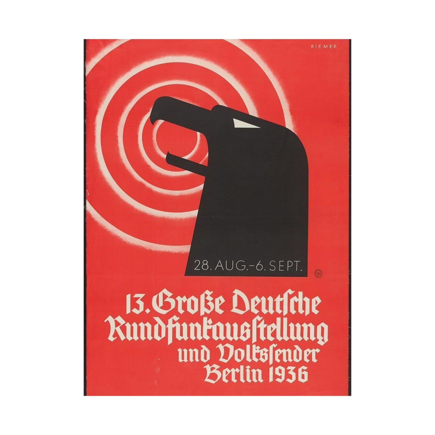 13 Grosse deutsche Rundfunkausstellung und Volkssender, Berlin 1936 / Riemer. High Quality Matte Wall Art Poster for Home, Office, Classroom