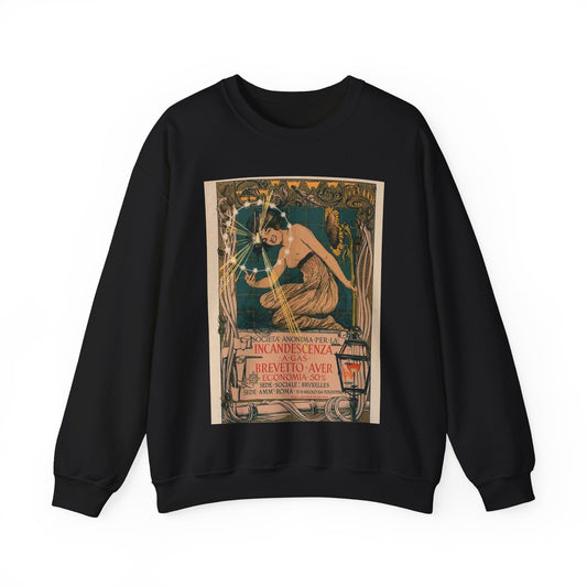 Affiche italienne pour l' "Incandescence par le Gaz, Système Auer" Black Heavy Blend Adult Crew Neck SweatShirt