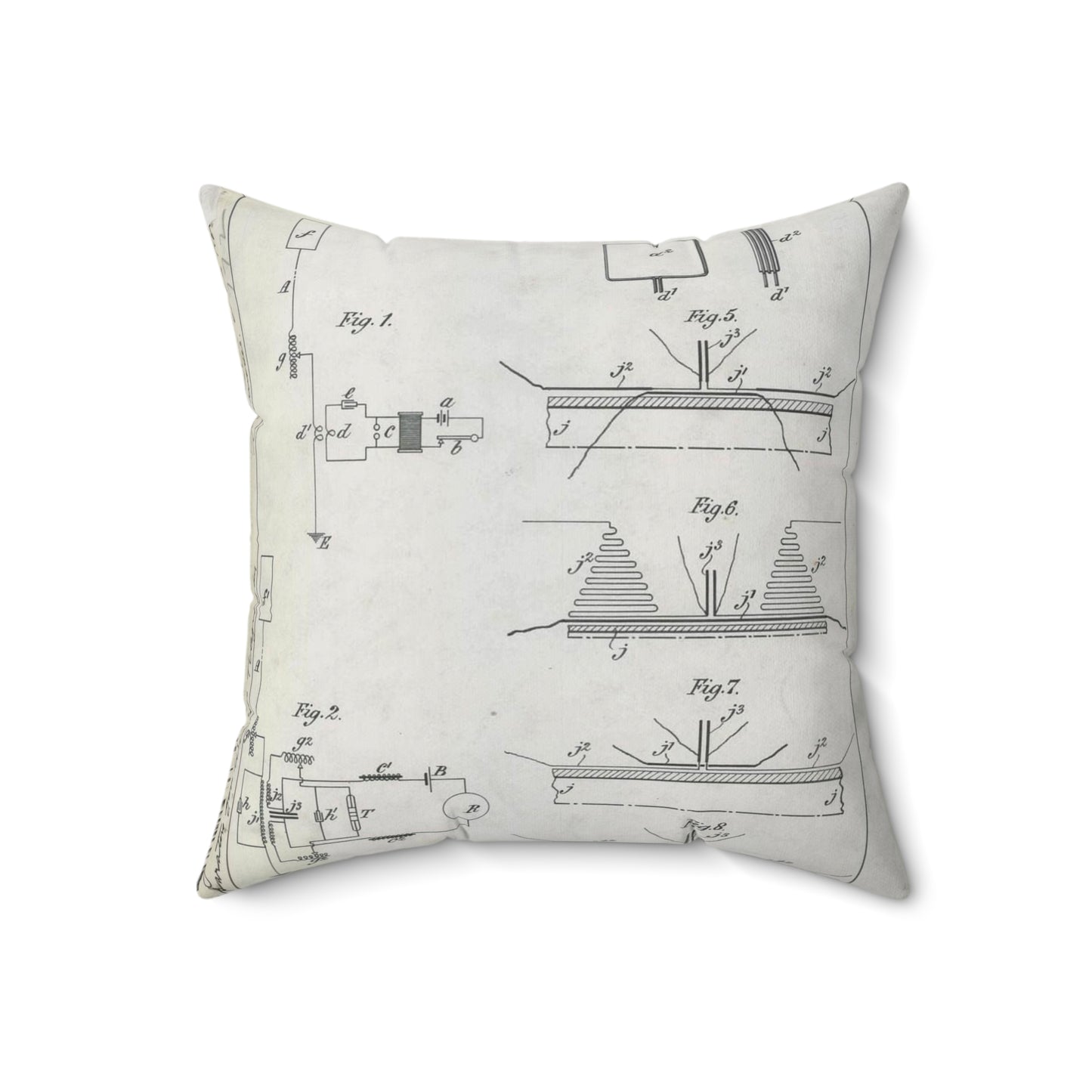 Patent drawing - for G. Marconi's Apparatus for Wireless Telegraphy Public domain  image Decorative Accent Square Pillow