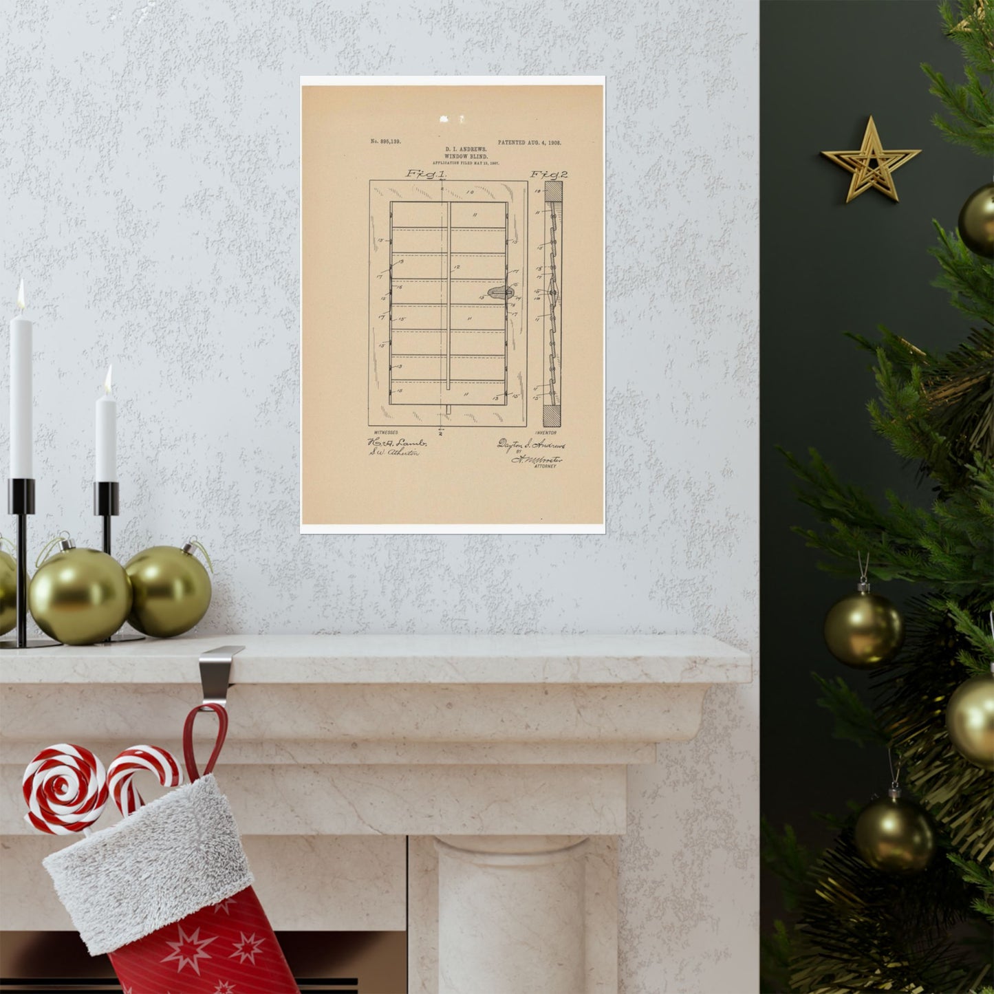 Patent Drawing of Engine - for a Window Blind Public domain  image High Quality Matte Wall Art Poster for Home, Office, Classroom