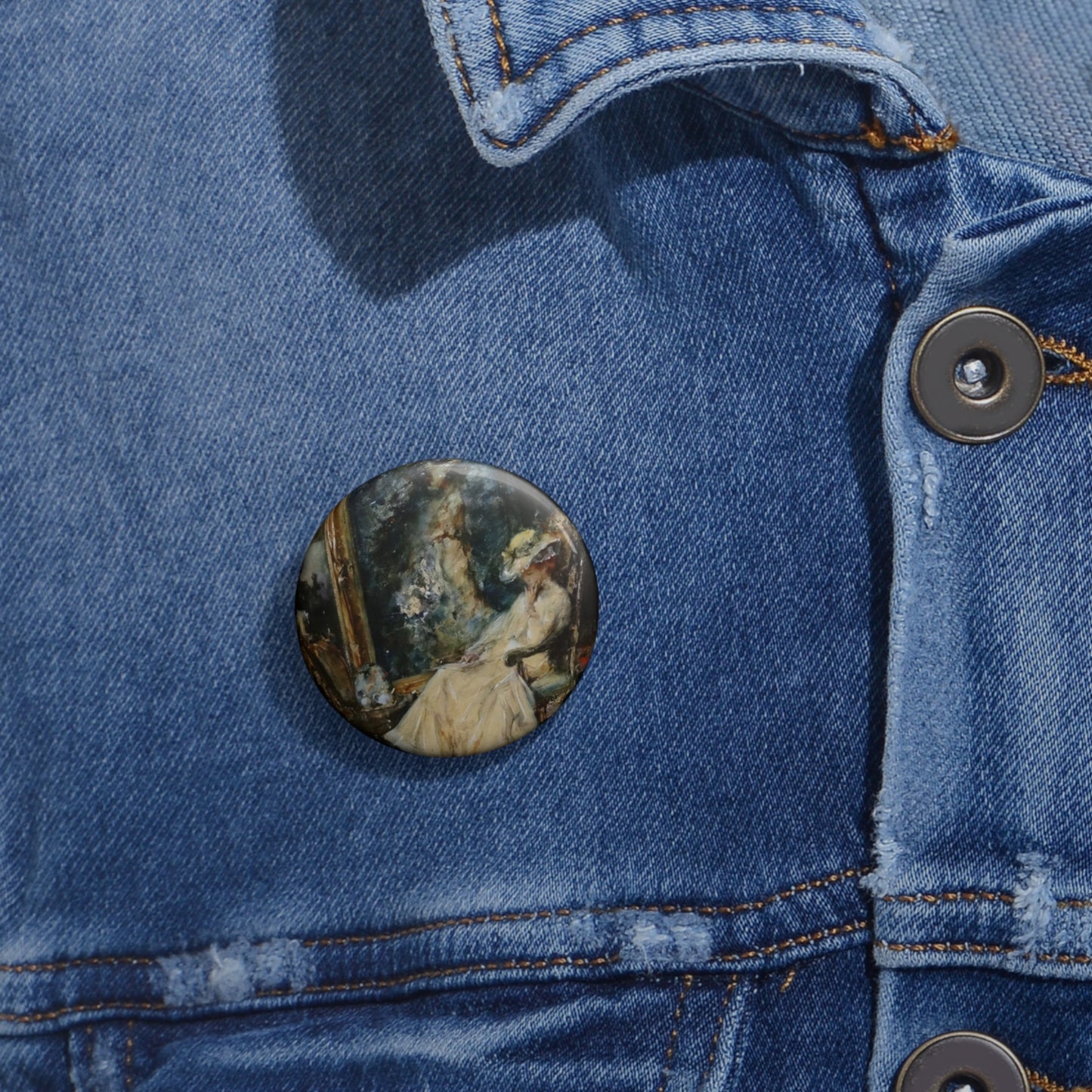 Elegante vrouw in atelier door Albert Roelofs Pin Buttons with Crisp Design