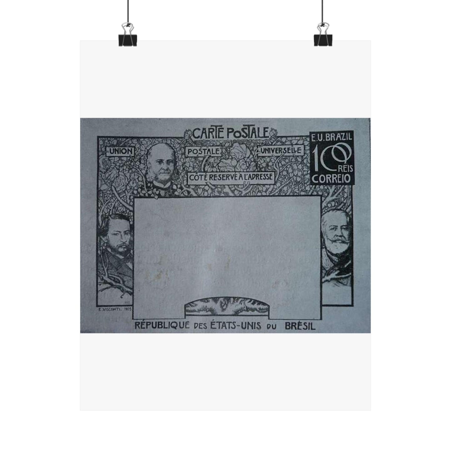 EliseuVisconti-D857-Bilhete postal para o exterior – A Evolução Histórica do Brasil – Projeto para bilhete postal integrante da coleção vencedora do Concurso dos Correios de 1904 High Quality Matte Wall Art Poster for Home, Office, Classroom
