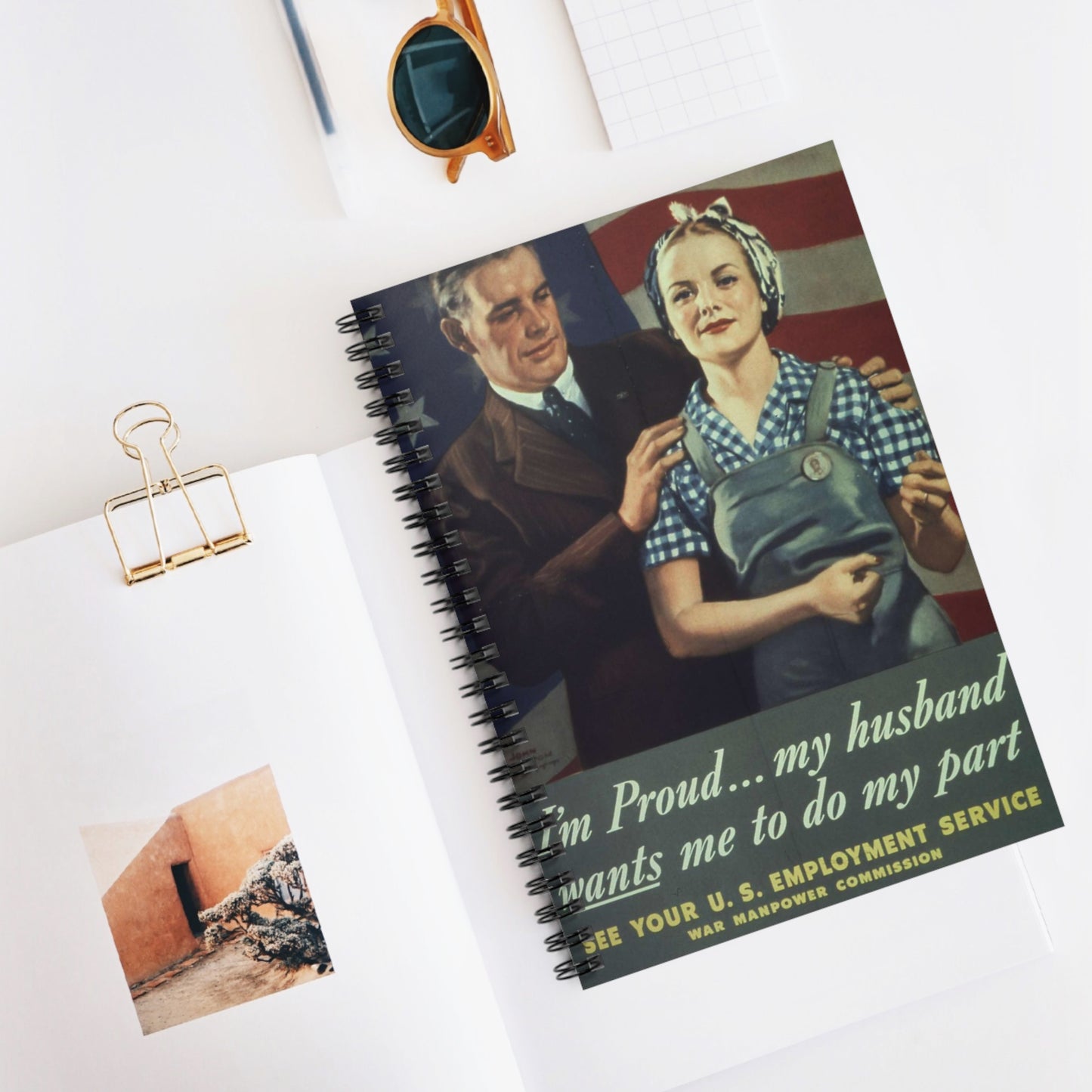 "I'm Proud...my husband wants me to do my part" - NARA - 513841 Spiral Bound Ruled Notebook with Printed Cover