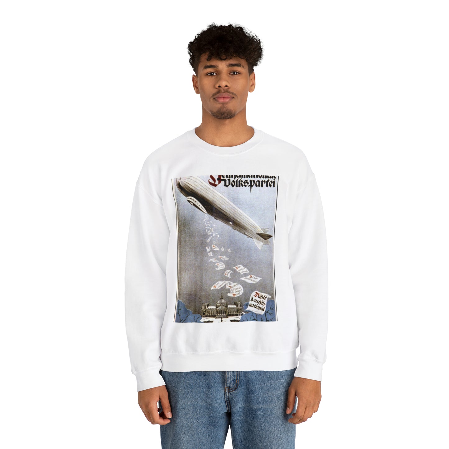 german election poster. oct 1924 -  Deutsche Zeppelin Reederei Company White Heavy Blend Adult Crew Neck SweatShirt