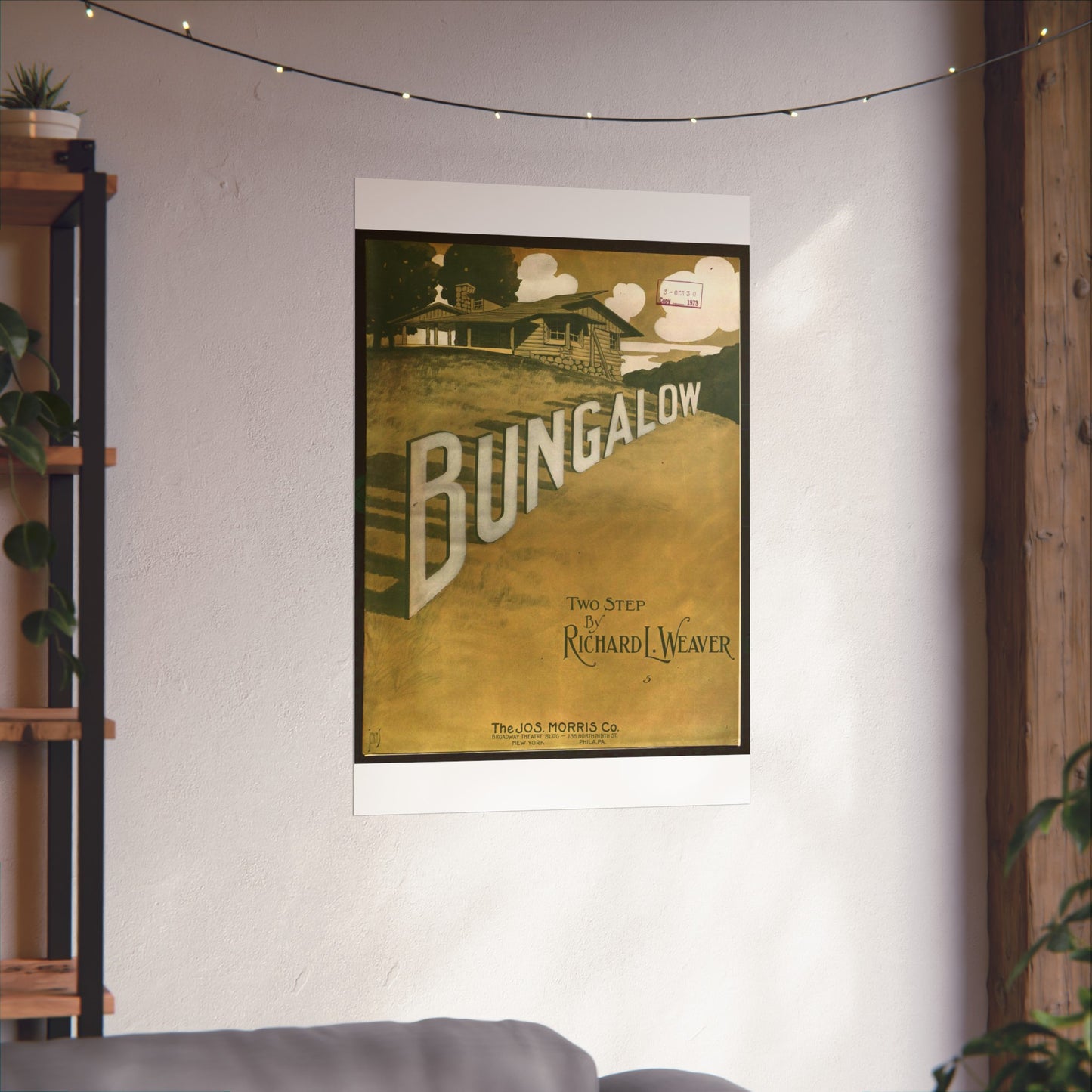 Bungalow, musical notation - Public domain American sheet music High Quality Matte Wall Art Poster for Home, Office, Classroom