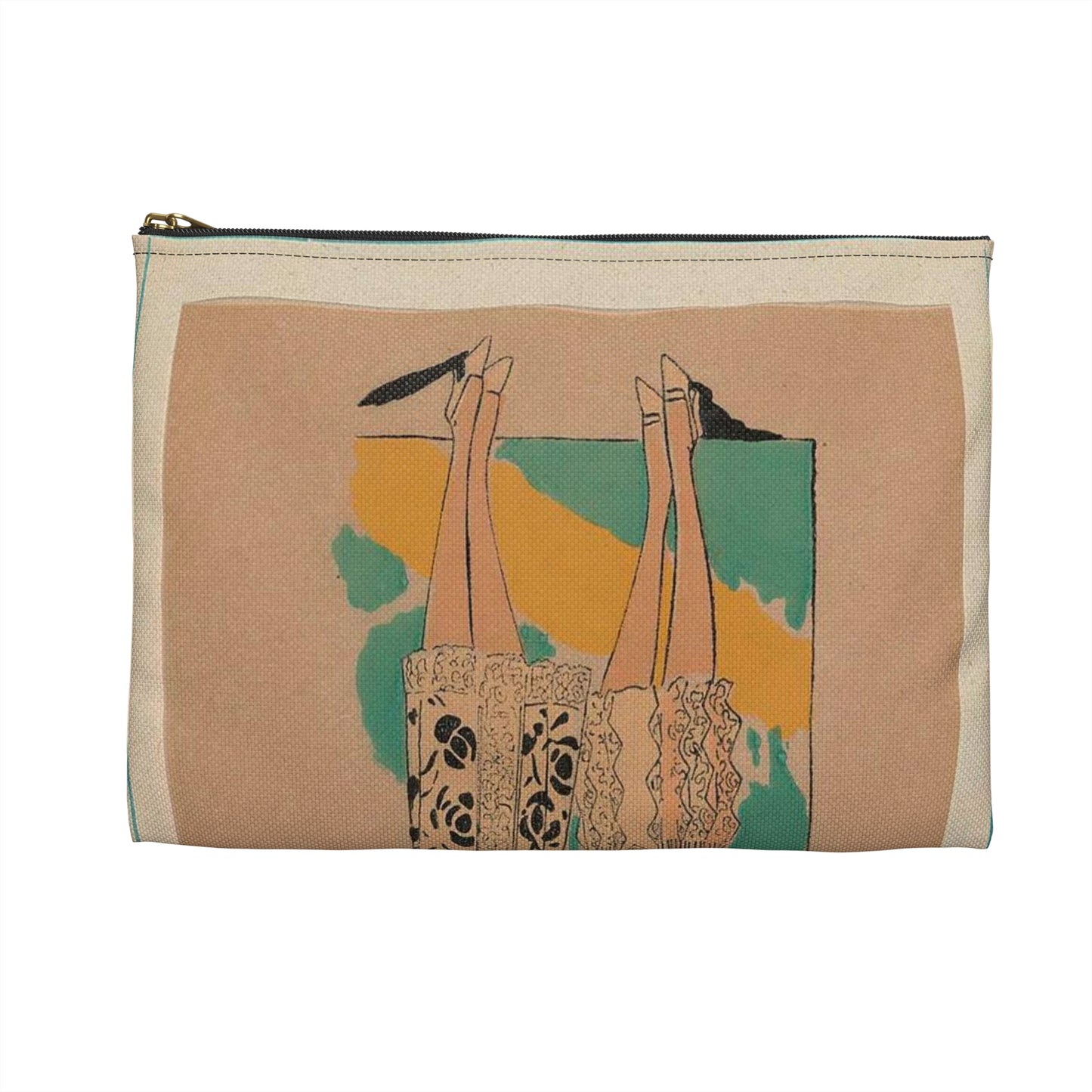 Très Parisien, 1927 No. 3, Pl. 9: Créations BECHOFF - VERS L'AURORE Large Organizer Pouch with Black Zipper