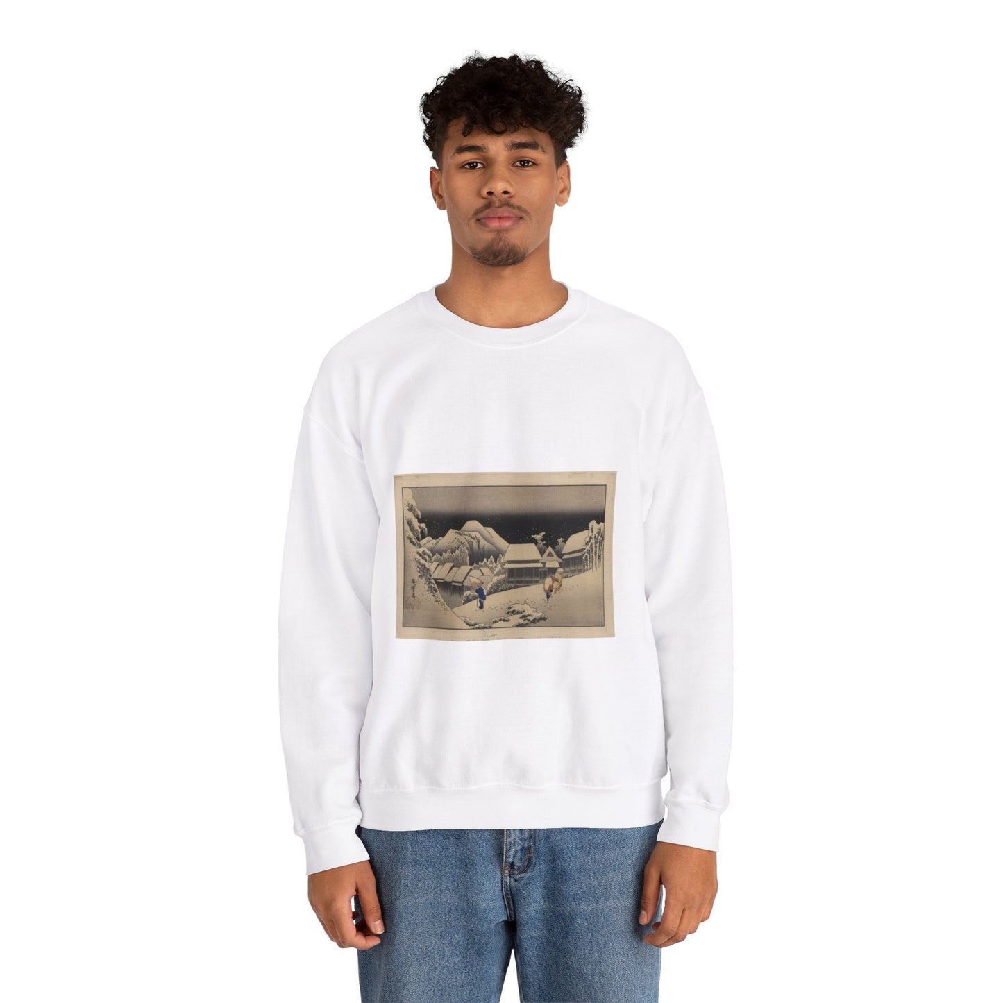 Utagawa Hiroshige - Kanbara, Ando Hiroshige - Ukiyo e print White Heavy Blend Adult Crew Neck SweatShirt