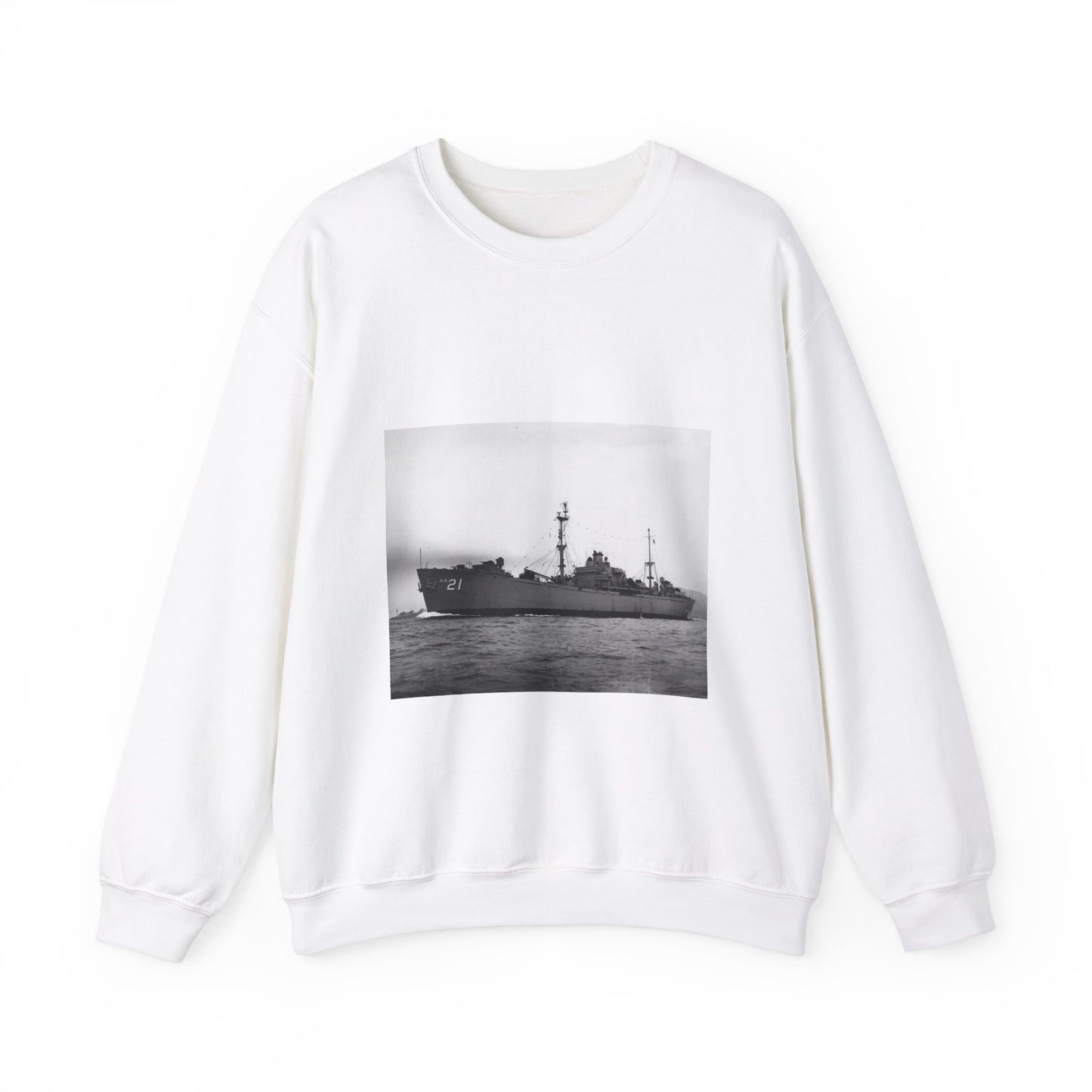 USS Dionysus (AR-21) underway, circa 1952-1955 (USN 1045360) White Heavy Blend Adult Crew Neck SweatShirt