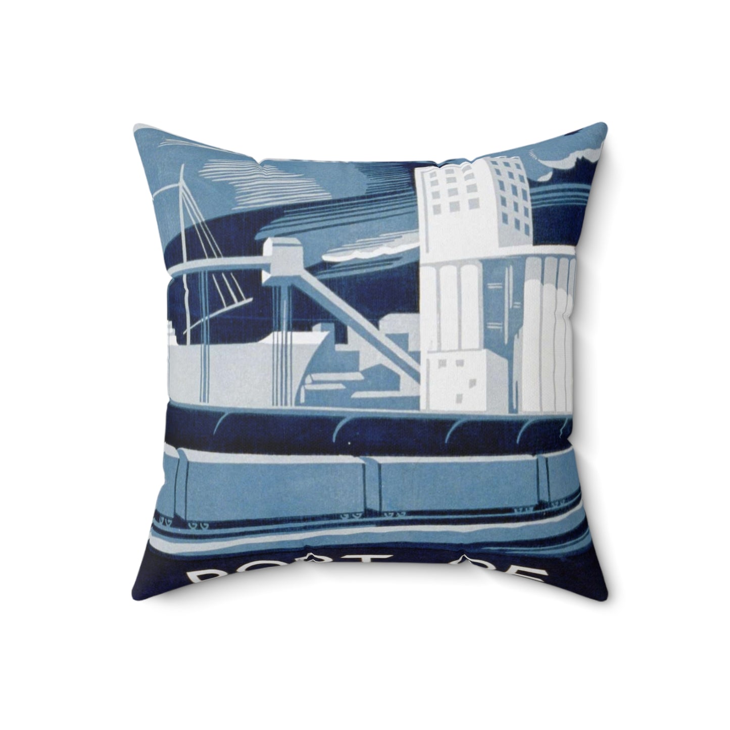 Port of Philadelphia, Art Deco Poster Decorative Accent Square Pillow