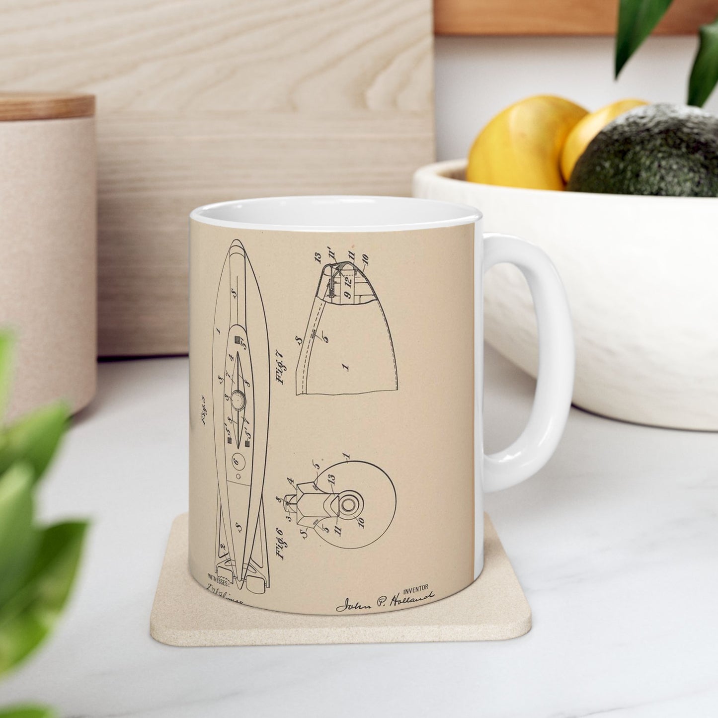 Patent drawing - Drawing for a Submarine Boat Public domain  image Beautiful Novelty Ceramic Coffee Mug 11oz