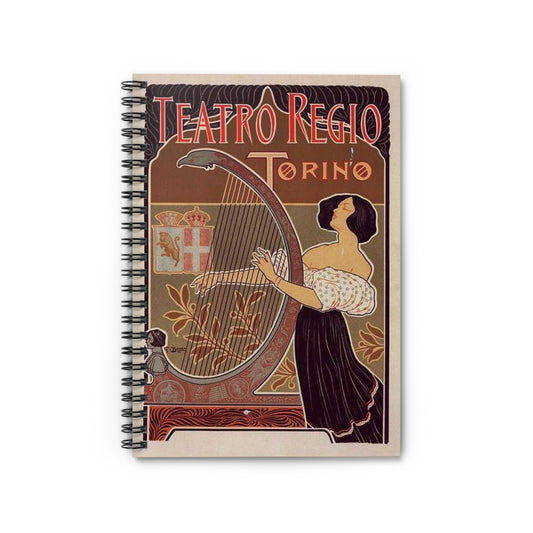 Affiche italienne pour le "Théâtre royal de Turin" Spiral Bound Ruled Notebook with Printed Cover