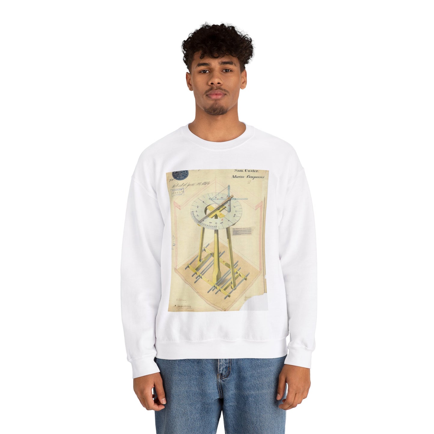 Patent drawing - Drawing of Marine Compasses Public domain  image White Heavy Blend Adult Crew Neck SweatShirt