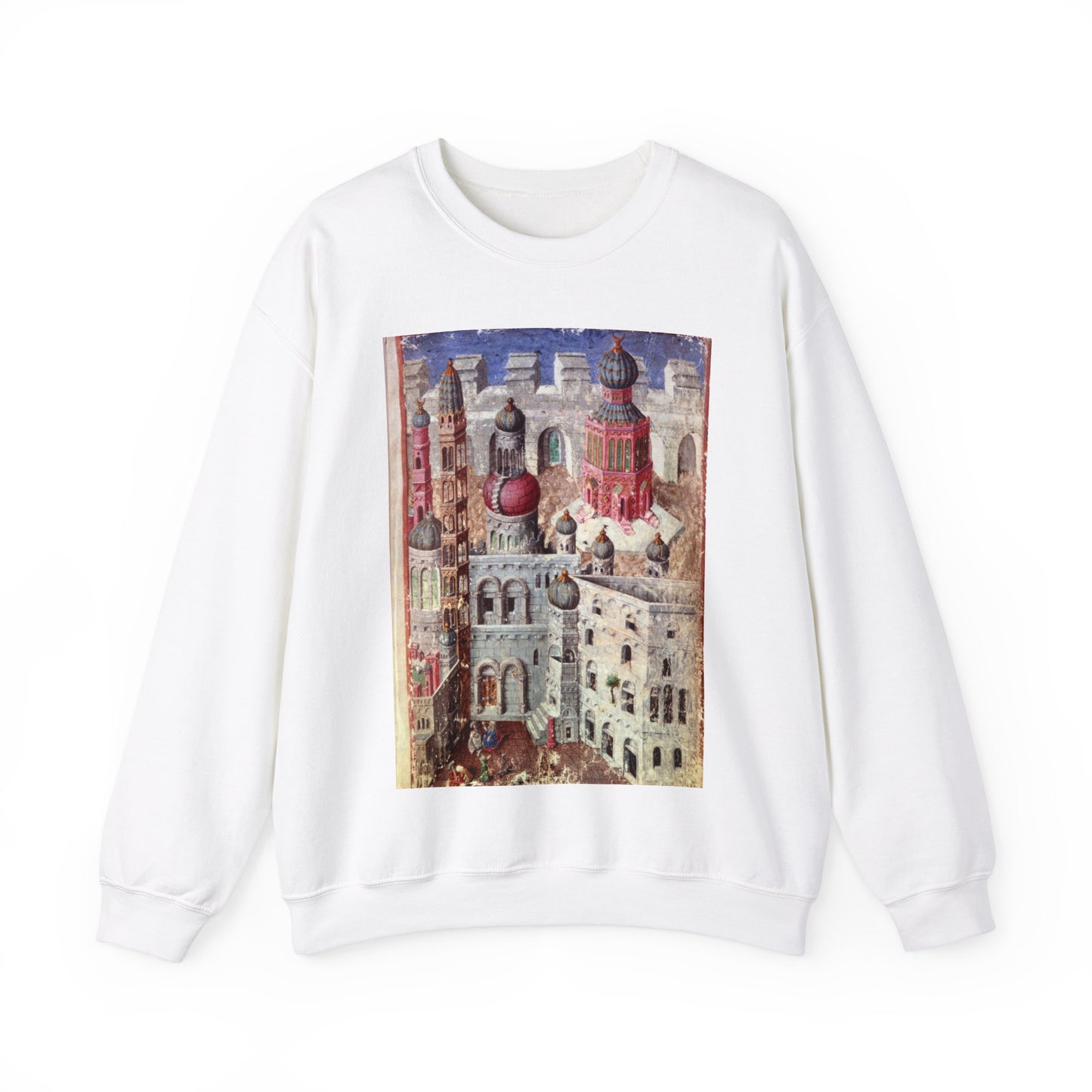 Jerusalem from BL Eg 1070, f. 5 White Heavy Blend Adult Crew Neck SweatShirt