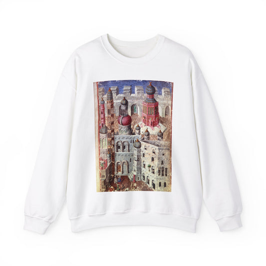 Jerusalem from BL Eg 1070, f. 5 White Heavy Blend Adult Crew Neck SweatShirt