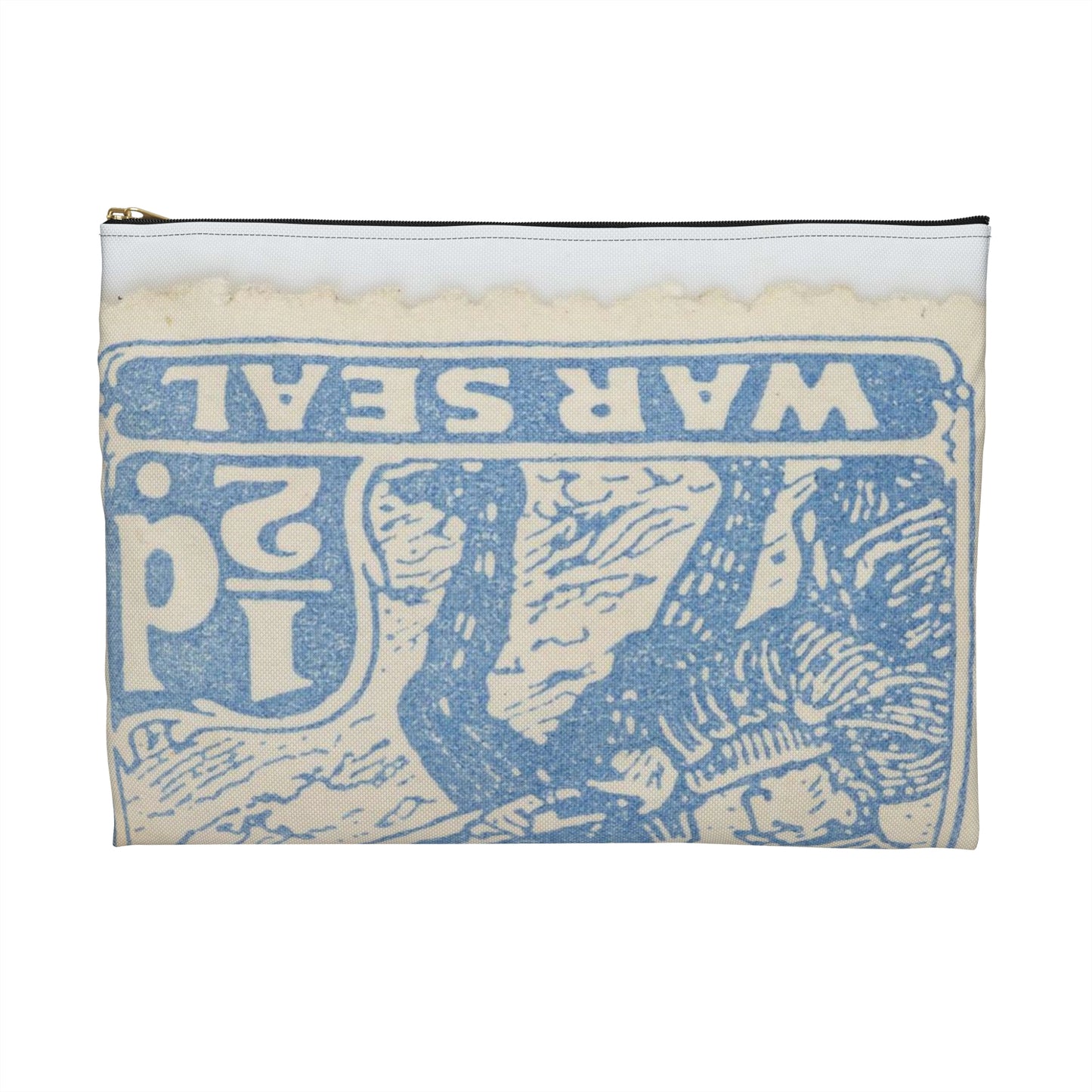 Philatelic item - "Cinderella", Poverty Bay Wounded Soldiers War Seal Large Organizer Pouch with Black Zipper